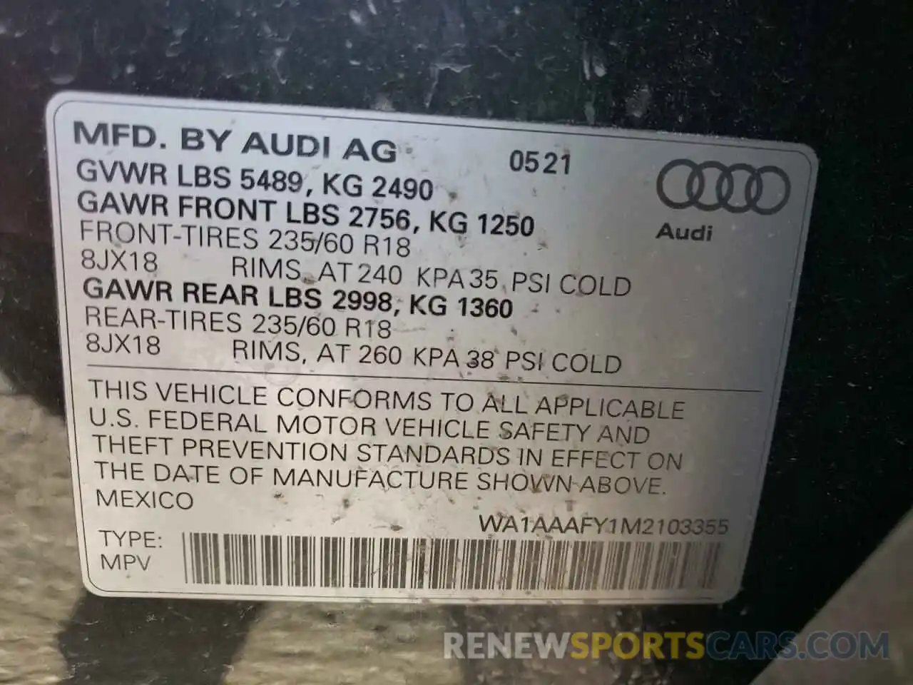 10 Фотография поврежденного автомобиля WA1AAAFY1M2103355 AUDI Q5 2021