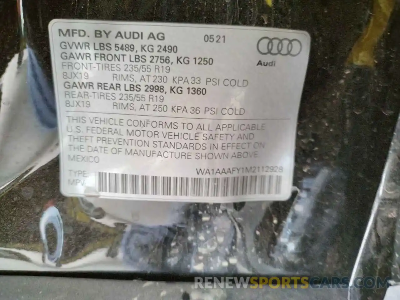 10 Фотография поврежденного автомобиля WA1AAAFY1M2112928 AUDI Q5 2021