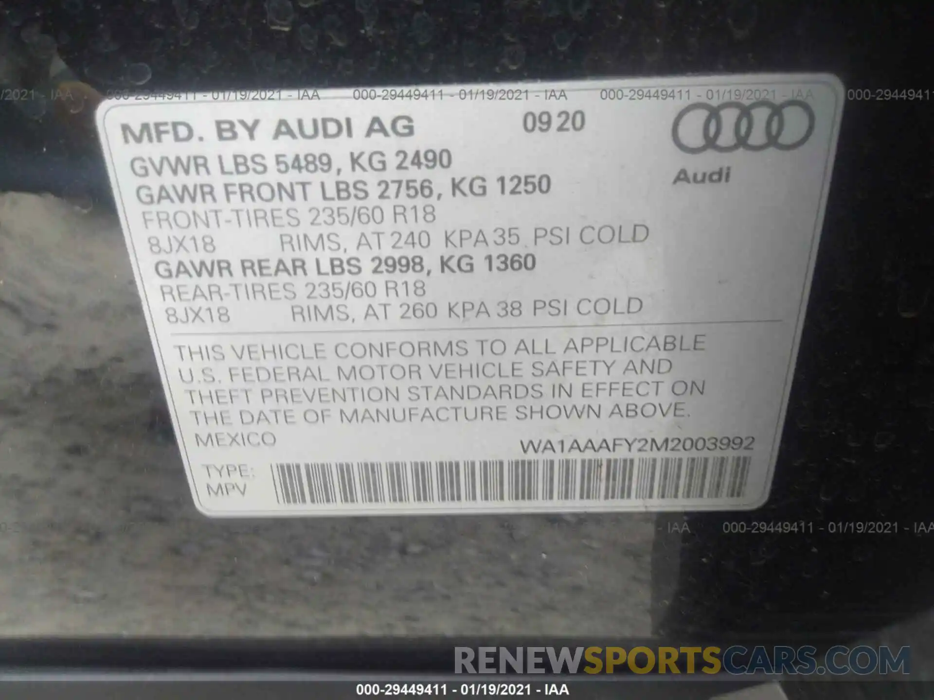 9 Фотография поврежденного автомобиля WA1AAAFY2M2003992 AUDI Q5 2021