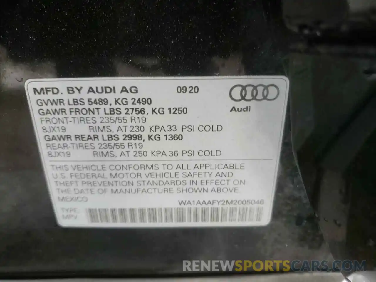 10 Фотография поврежденного автомобиля WA1AAAFY2M2005046 AUDI Q5 2021