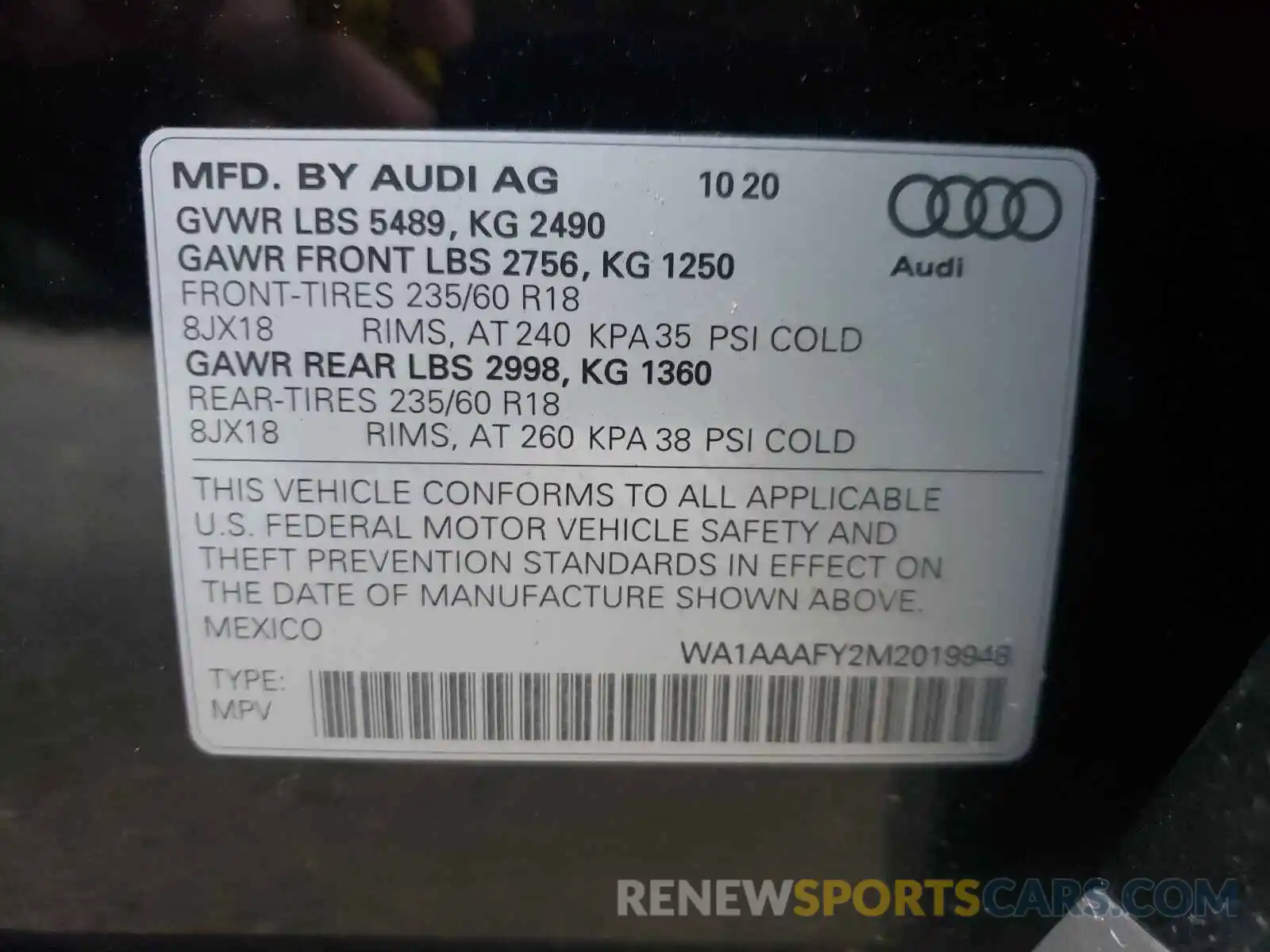 10 Photograph of a damaged car WA1AAAFY2M2019948 AUDI Q5 2021