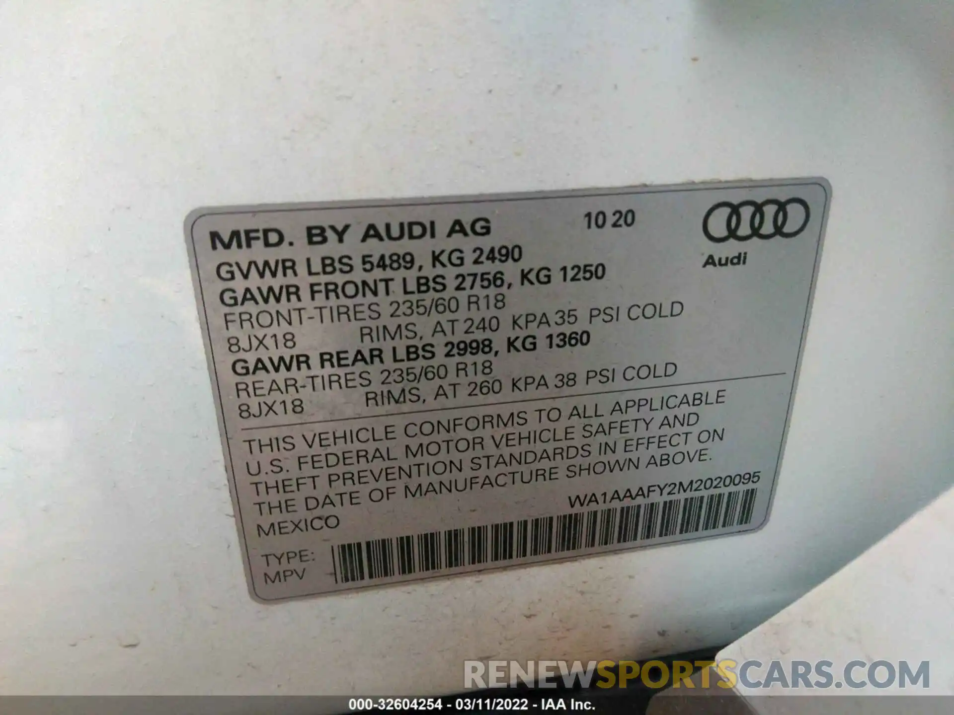 9 Photograph of a damaged car WA1AAAFY2M2020095 AUDI Q5 2021