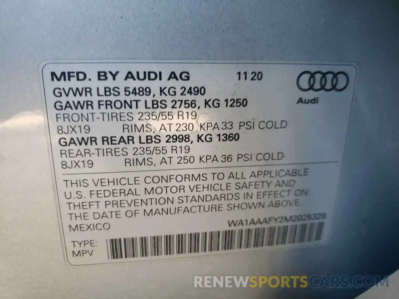 10 Photograph of a damaged car WA1AAAFY2M2025328 AUDI Q5 2021