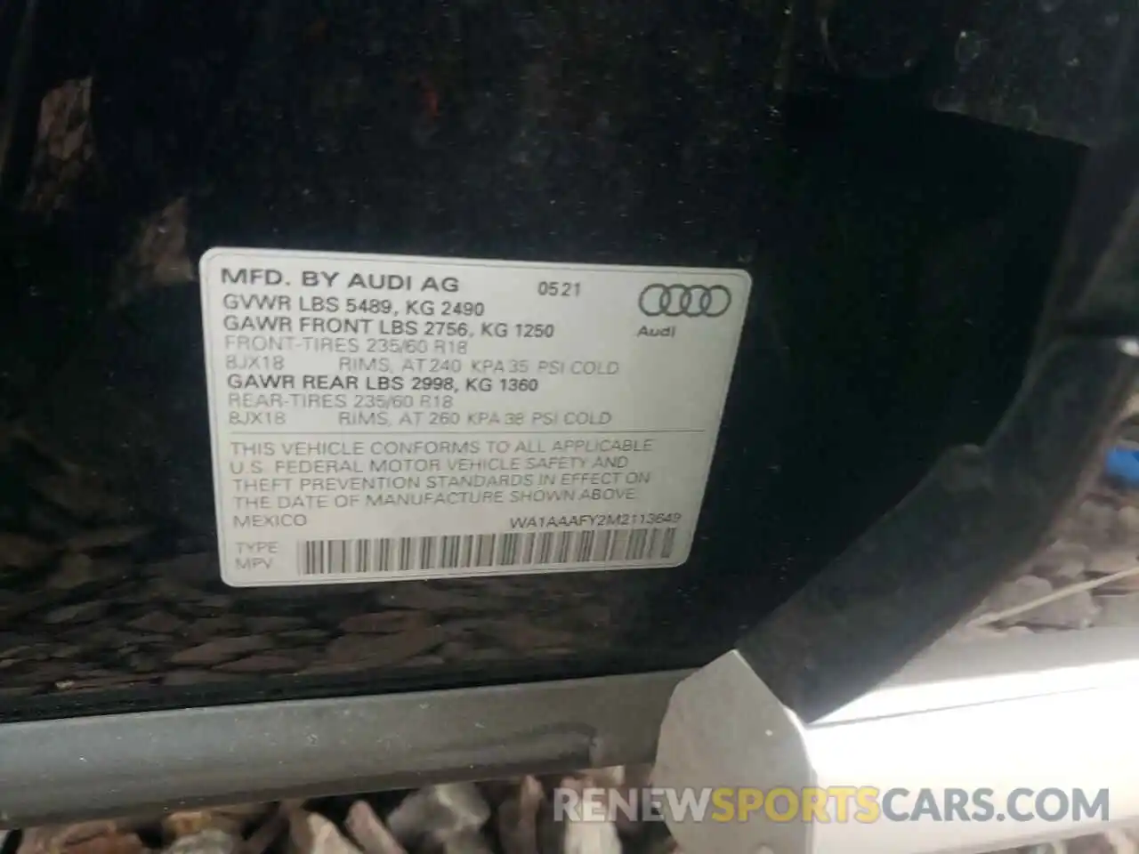 10 Photograph of a damaged car WA1AAAFY2M2113649 AUDI Q5 2021