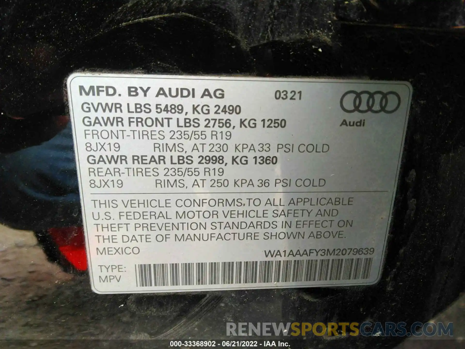 9 Фотография поврежденного автомобиля WA1AAAFY3M2079639 AUDI Q5 2021