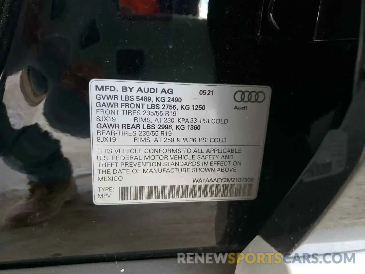 10 Photograph of a damaged car WA1AAAFY3M2107908 AUDI Q5 2021