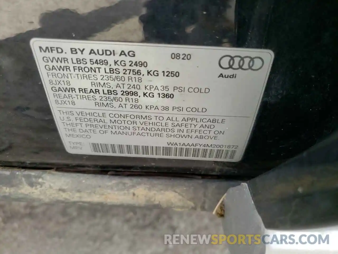 10 Фотография поврежденного автомобиля WA1AAAFY4M2001872 AUDI Q5 2021