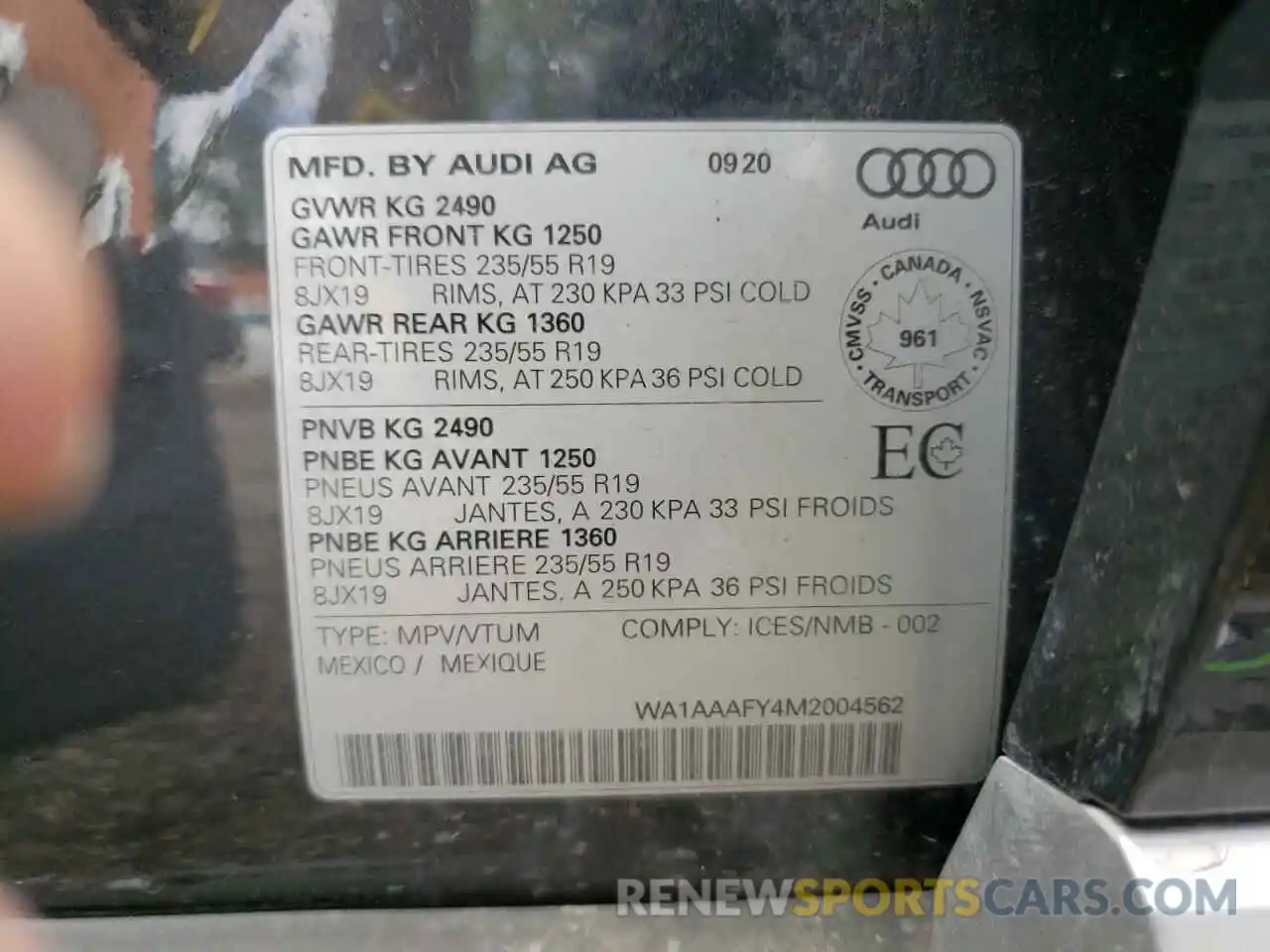 10 Фотография поврежденного автомобиля WA1AAAFY4M2004562 AUDI Q5 2021