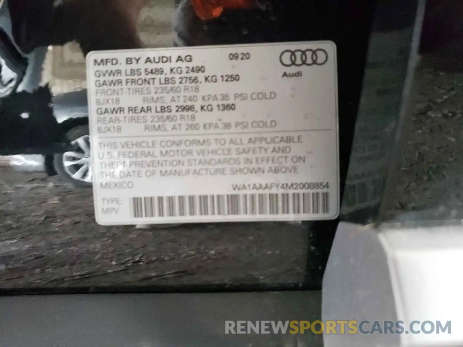 10 Photograph of a damaged car WA1AAAFY4M2008854 AUDI Q5 2021