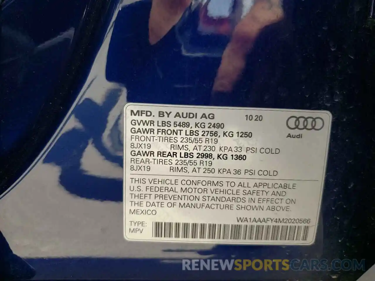 10 Photograph of a damaged car WA1AAAFY4M2020566 AUDI Q5 2021