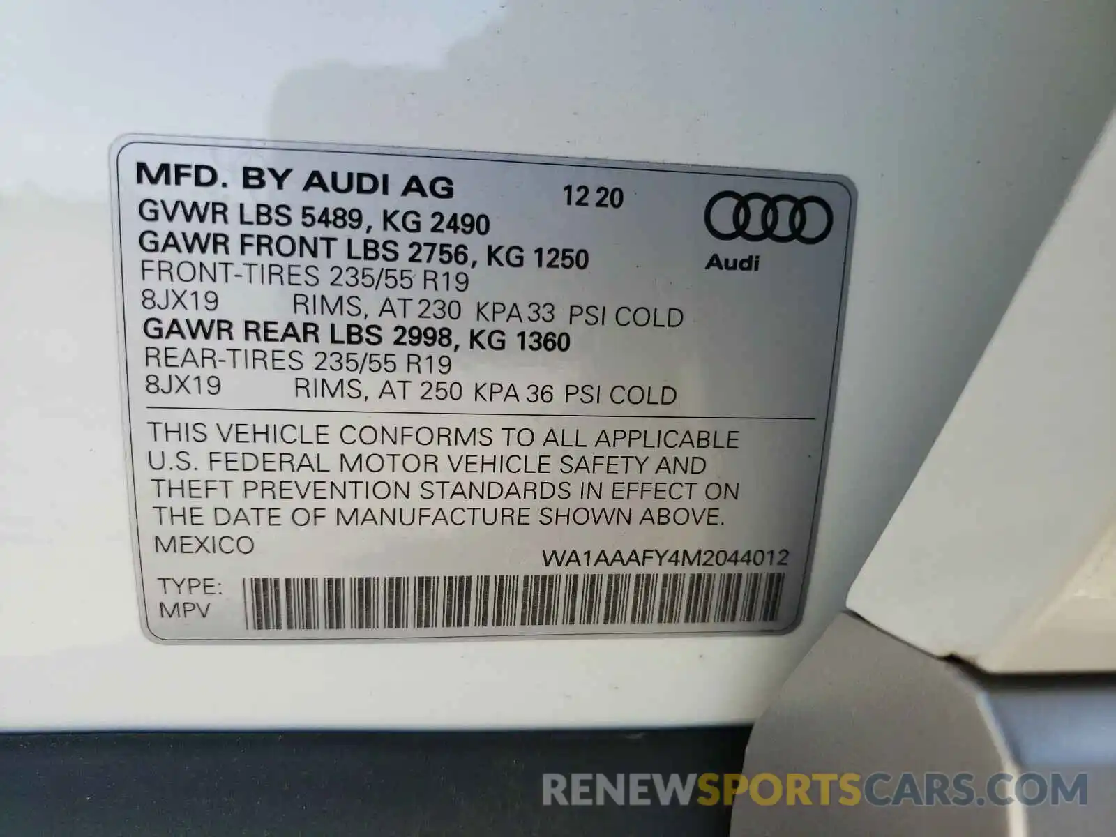 10 Photograph of a damaged car WA1AAAFY4M2044012 AUDI Q5 2021