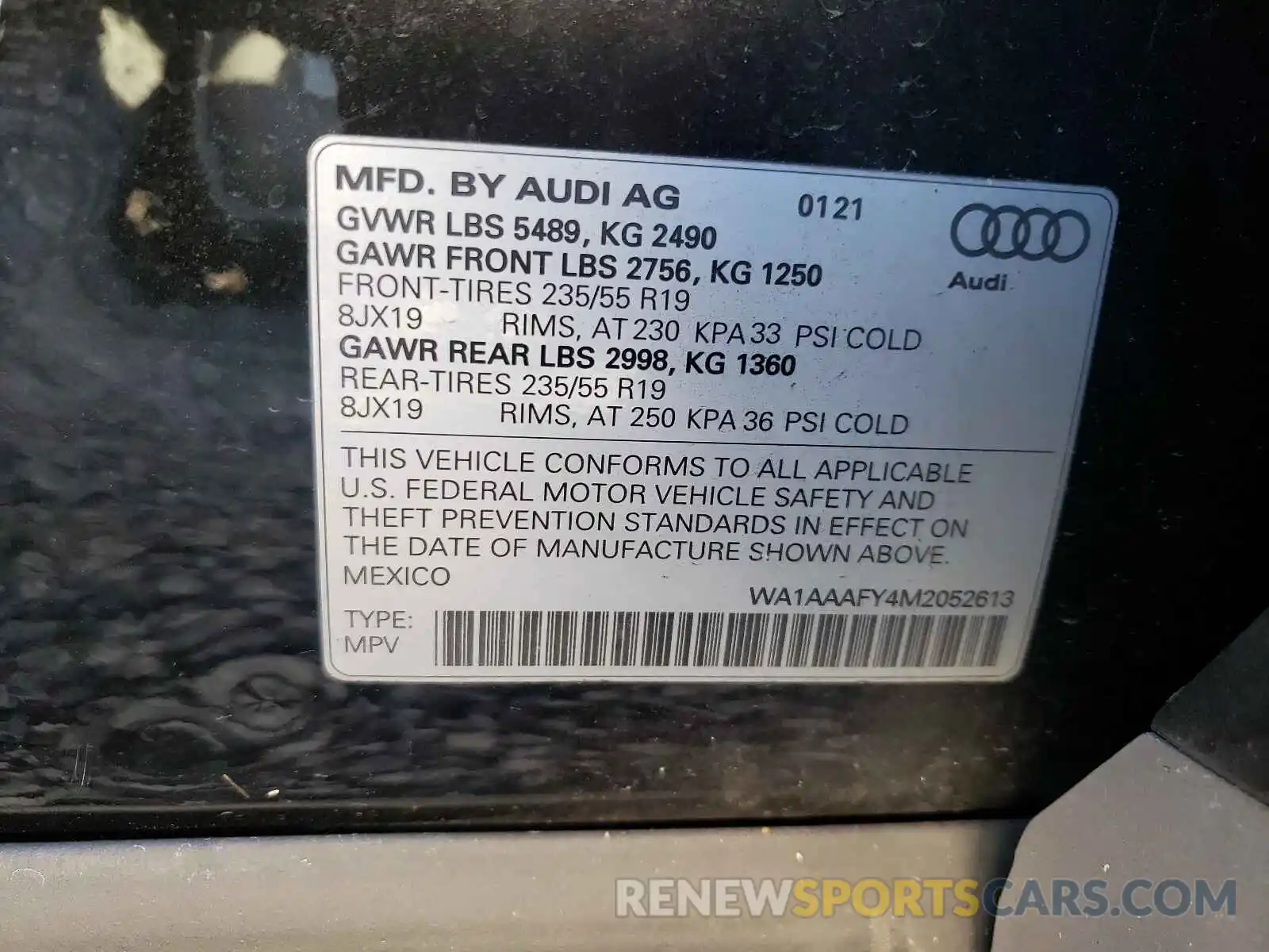 10 Фотография поврежденного автомобиля WA1AAAFY4M2052613 AUDI Q5 2021