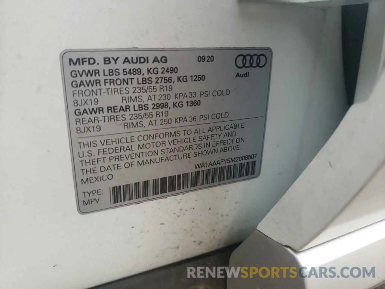 10 Фотография поврежденного автомобиля WA1AAAFY5M2008507 AUDI Q5 2021