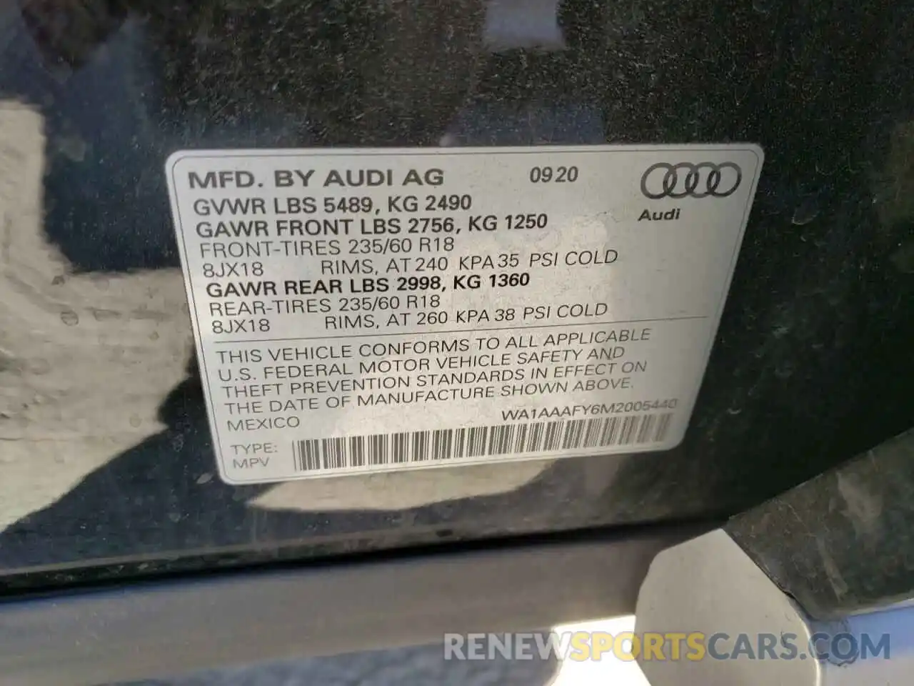 10 Фотография поврежденного автомобиля WA1AAAFY6M2005440 AUDI Q5 2021