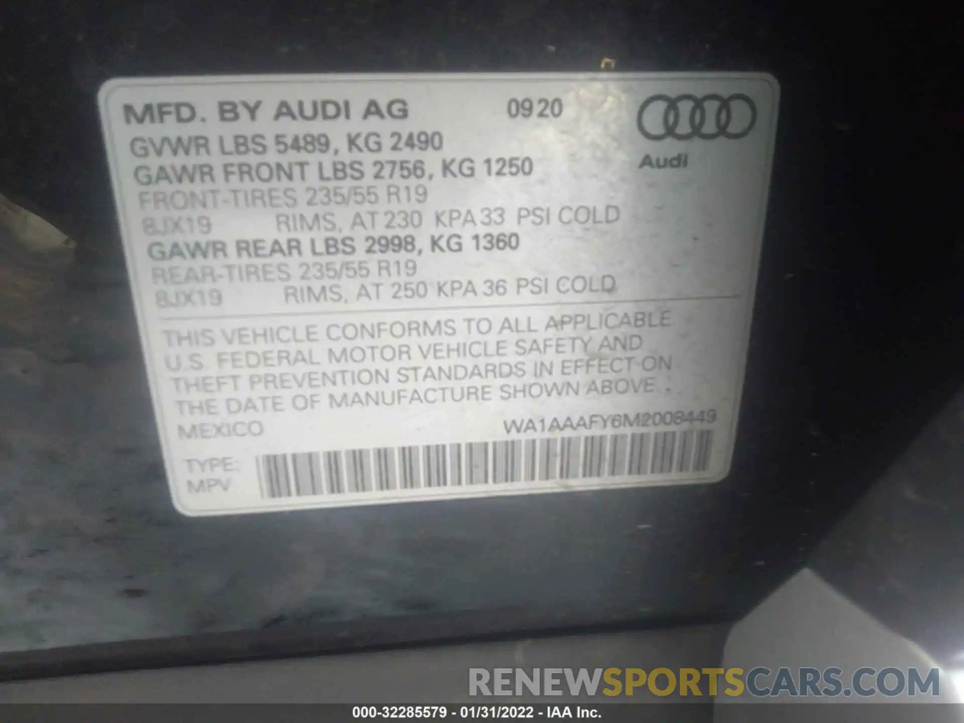 9 Фотография поврежденного автомобиля WA1AAAFY6M2008449 AUDI Q5 2021