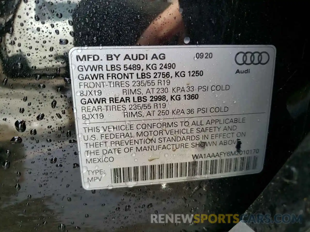 10 Photograph of a damaged car WA1AAAFY6M2010170 AUDI Q5 2021