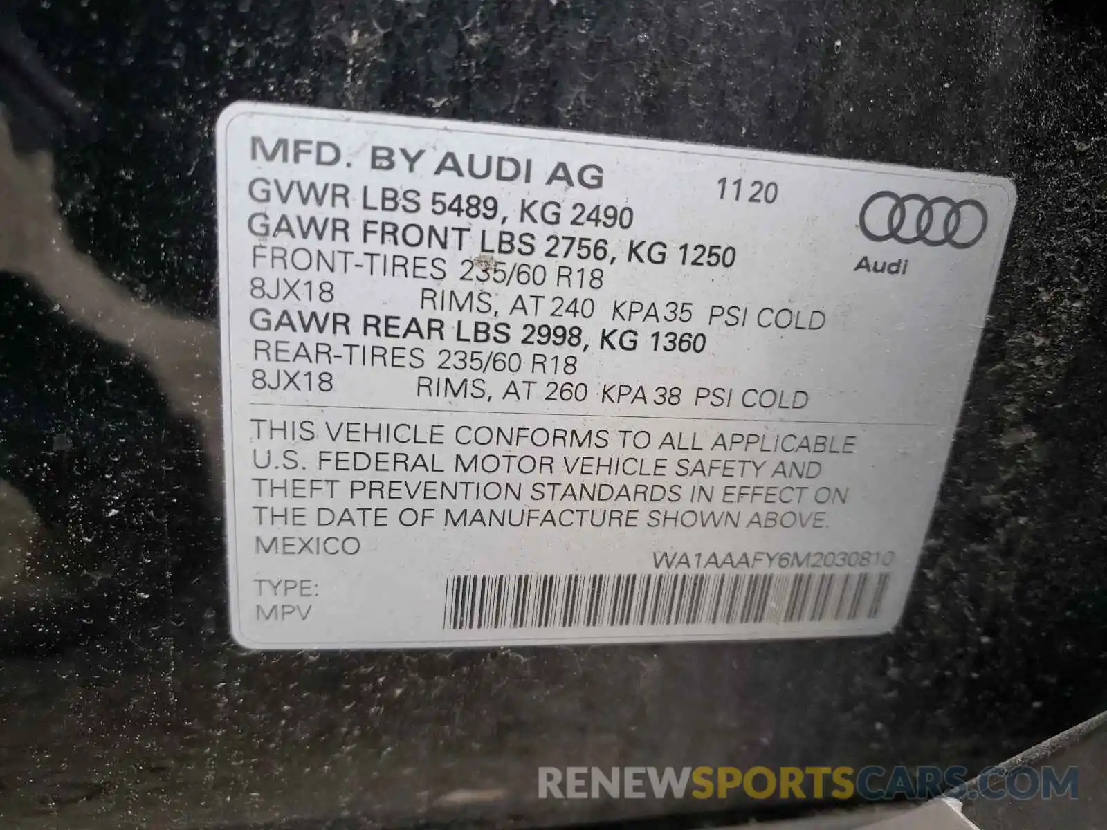 10 Photograph of a damaged car WA1AAAFY6M2030810 AUDI Q5 2021