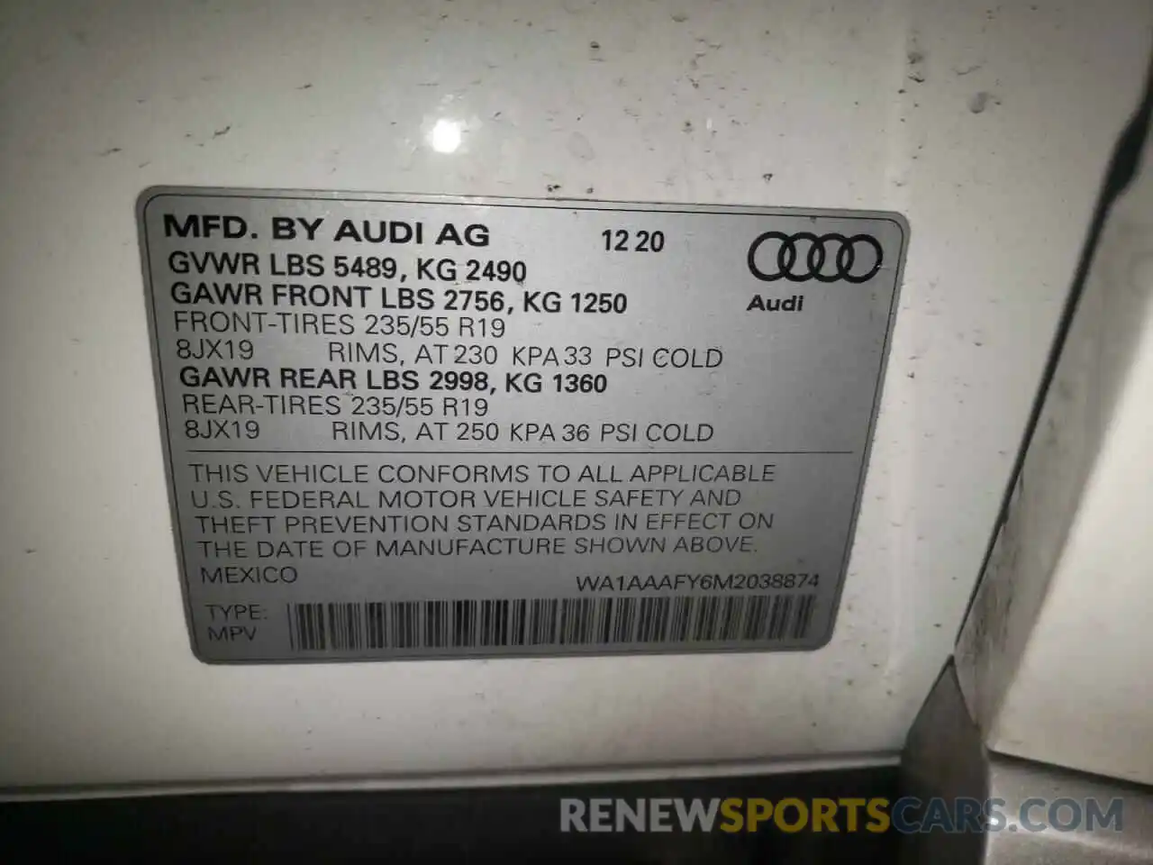 10 Photograph of a damaged car WA1AAAFY6M2038874 AUDI Q5 2021