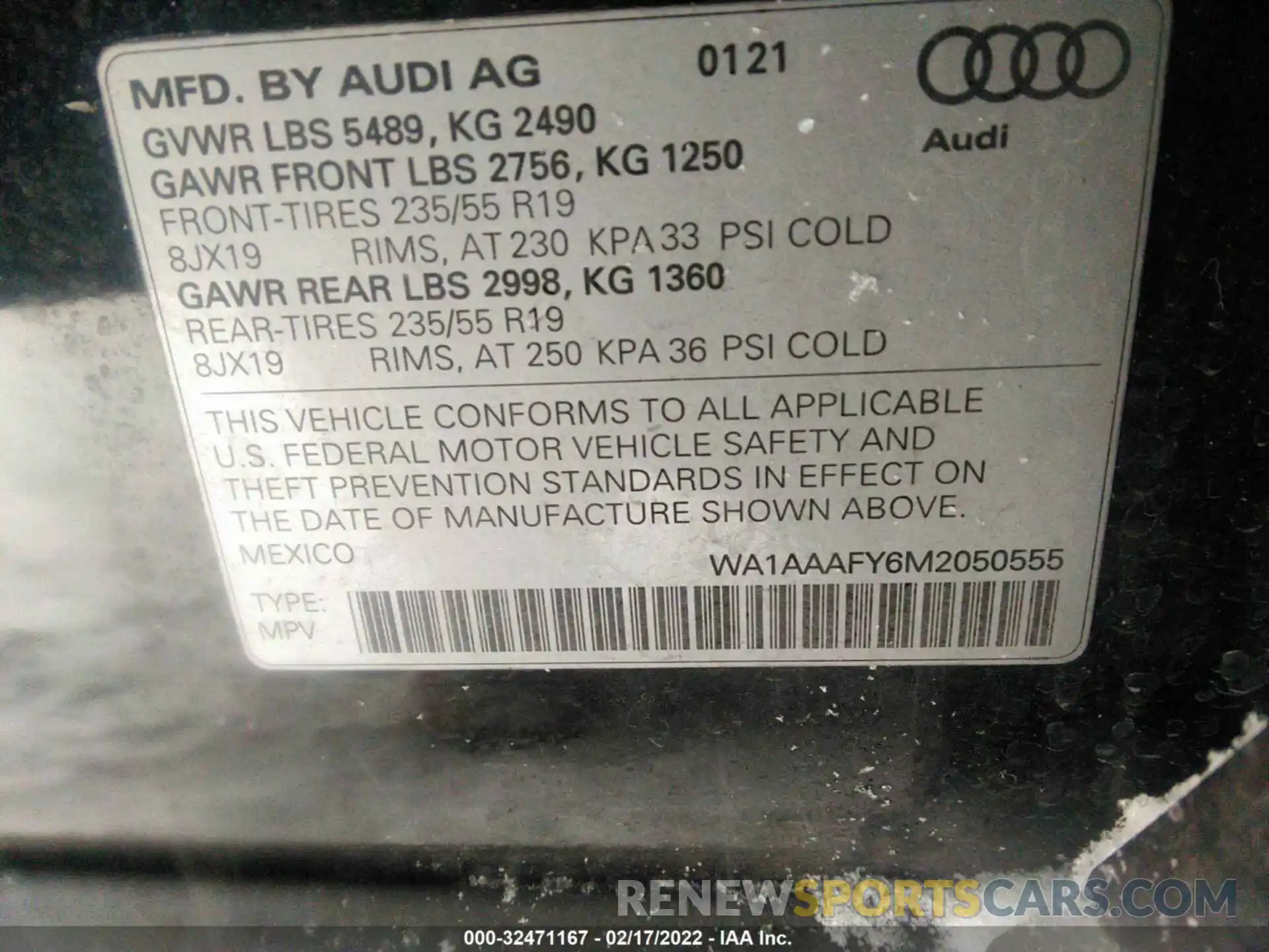 9 Фотография поврежденного автомобиля WA1AAAFY6M2050555 AUDI Q5 2021