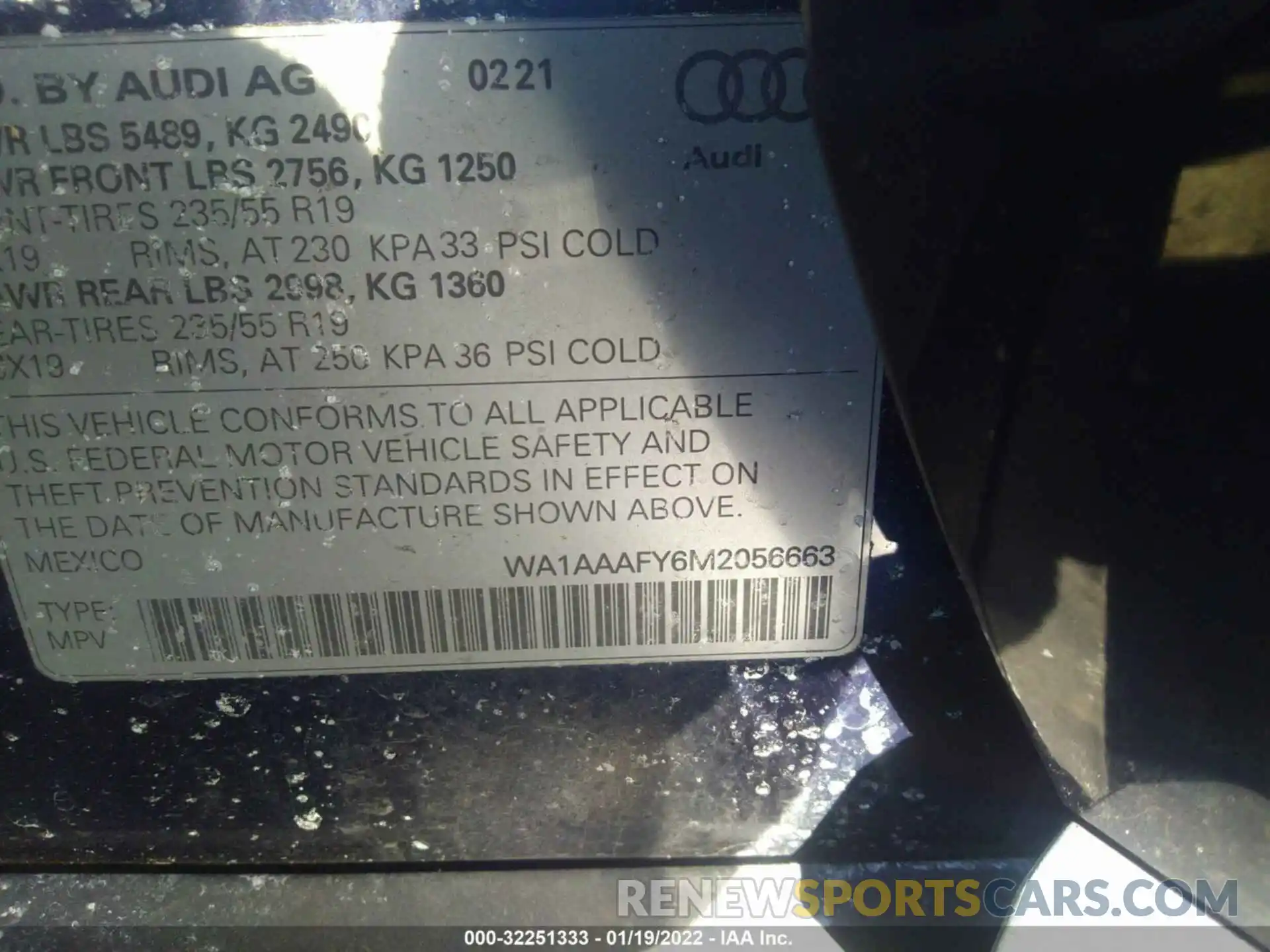 9 Фотография поврежденного автомобиля WA1AAAFY6M2056663 AUDI Q5 2021