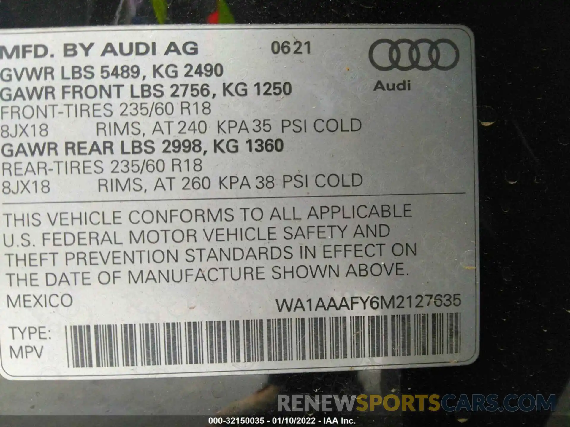 9 Photograph of a damaged car WA1AAAFY6M2127635 AUDI Q5 2021