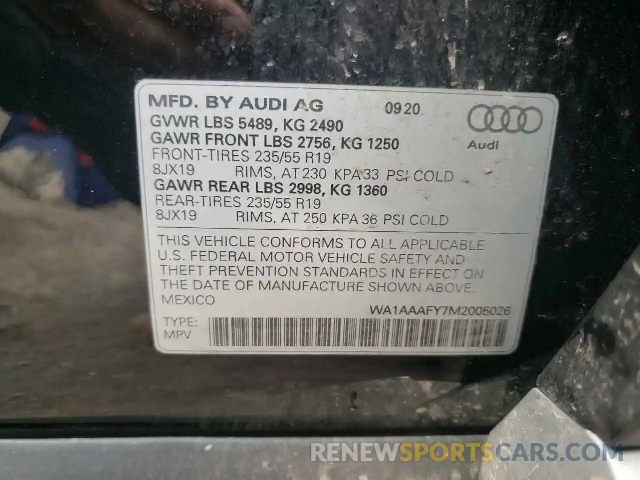 10 Photograph of a damaged car WA1AAAFY7M2005026 AUDI Q5 2021