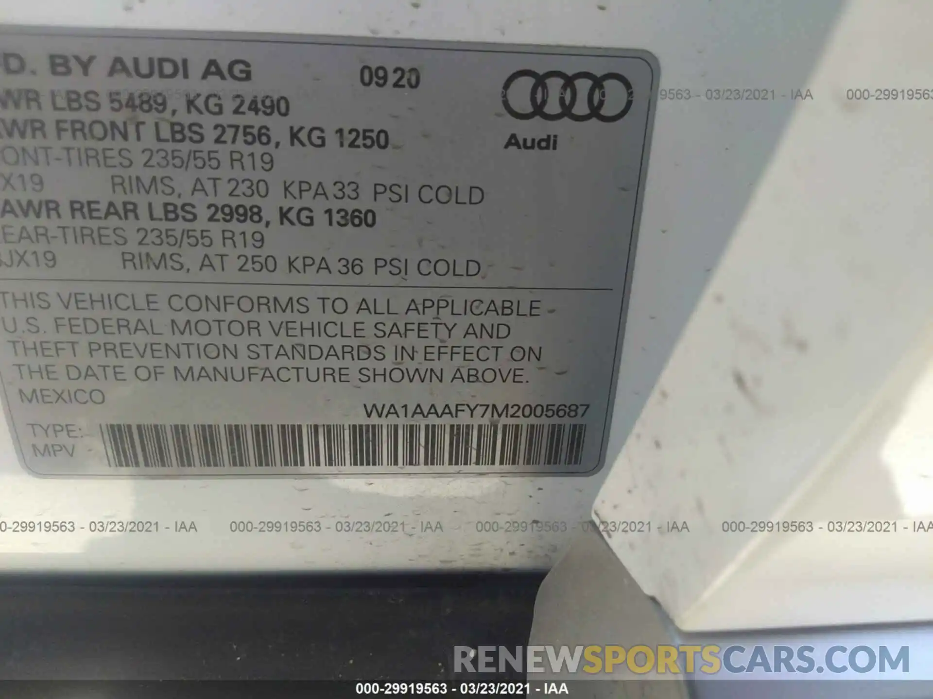 9 Фотография поврежденного автомобиля WA1AAAFY7M2005687 AUDI Q5 2021