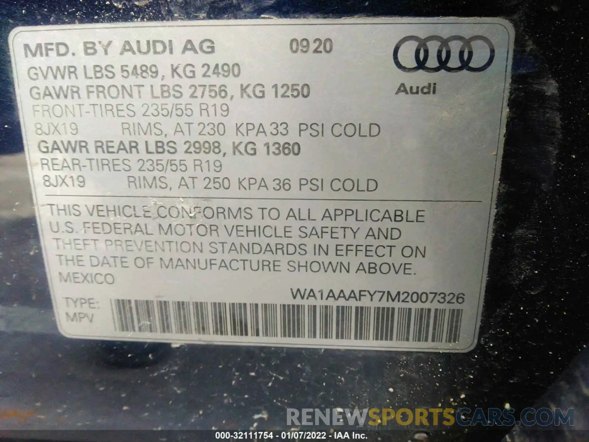 9 Фотография поврежденного автомобиля WA1AAAFY7M2007326 AUDI Q5 2021