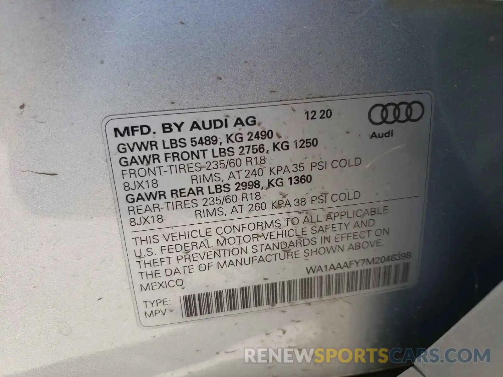 10 Photograph of a damaged car WA1AAAFY7M2046398 AUDI Q5 2021