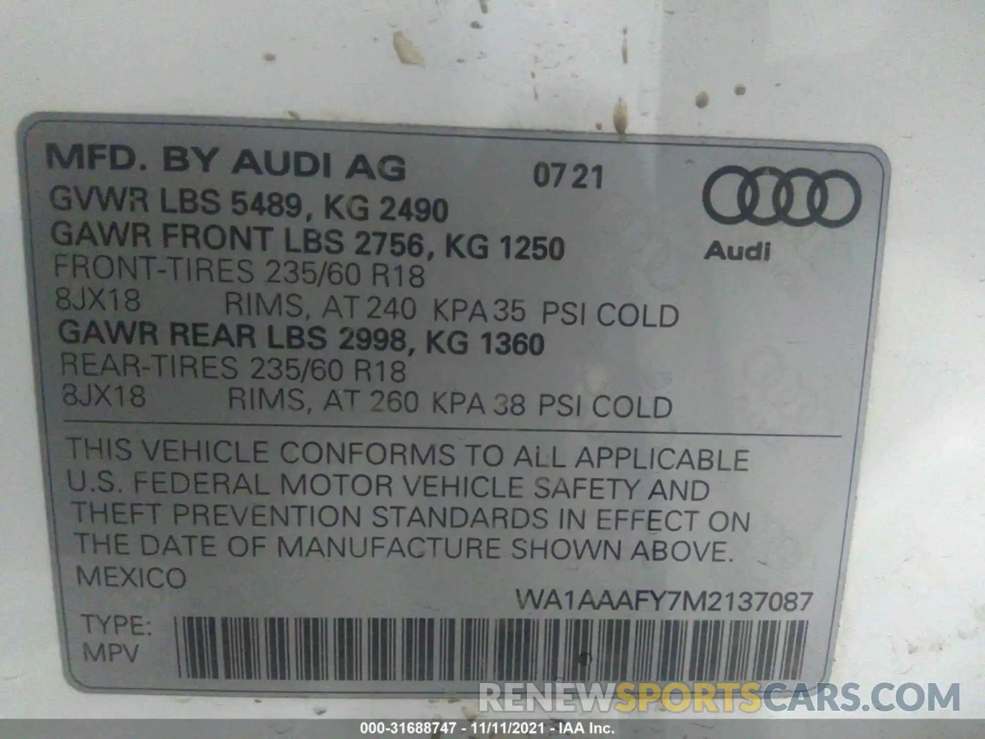 9 Photograph of a damaged car WA1AAAFY7M2137087 AUDI Q5 2021