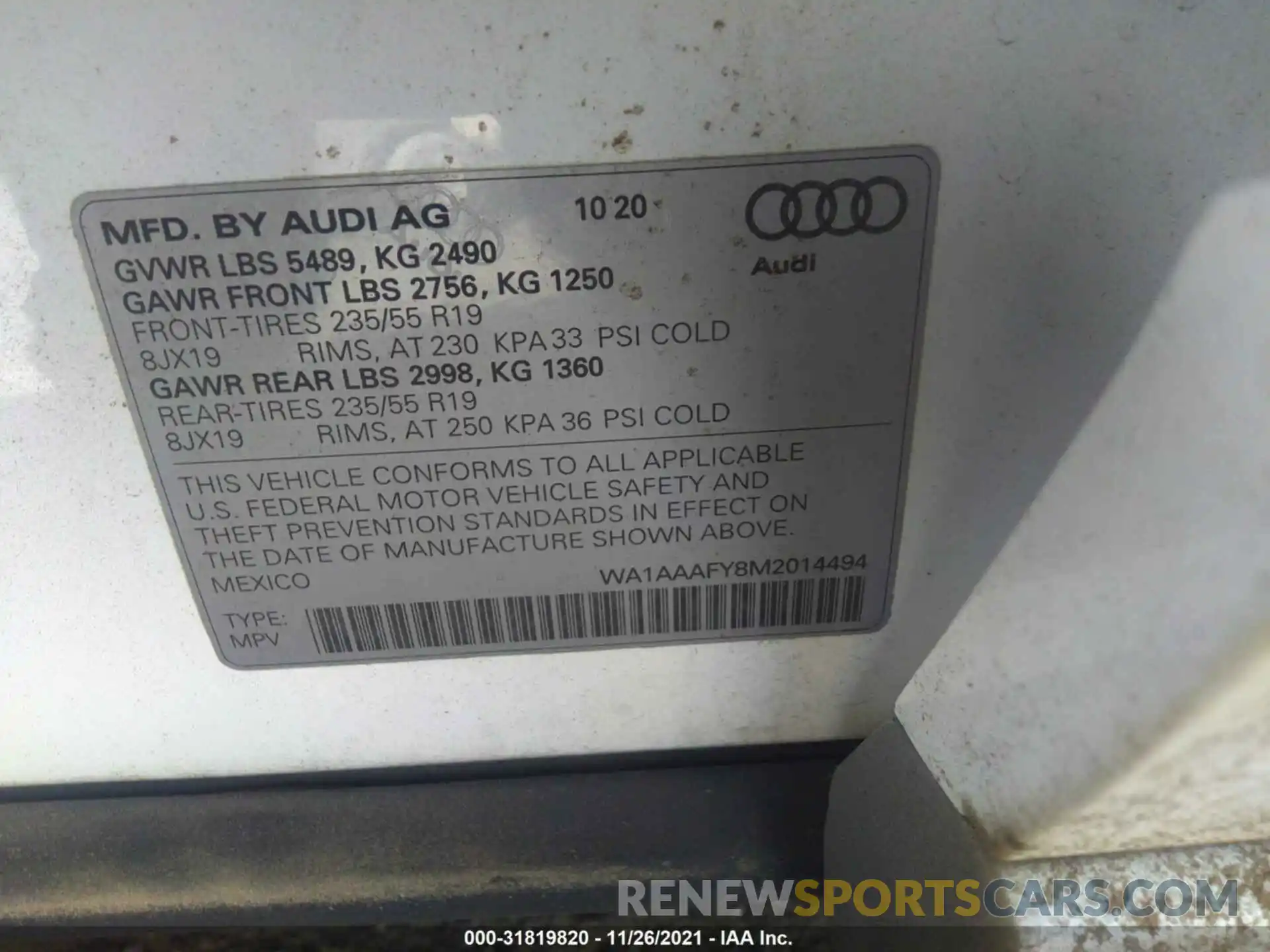 9 Фотография поврежденного автомобиля WA1AAAFY8M2014494 AUDI Q5 2021