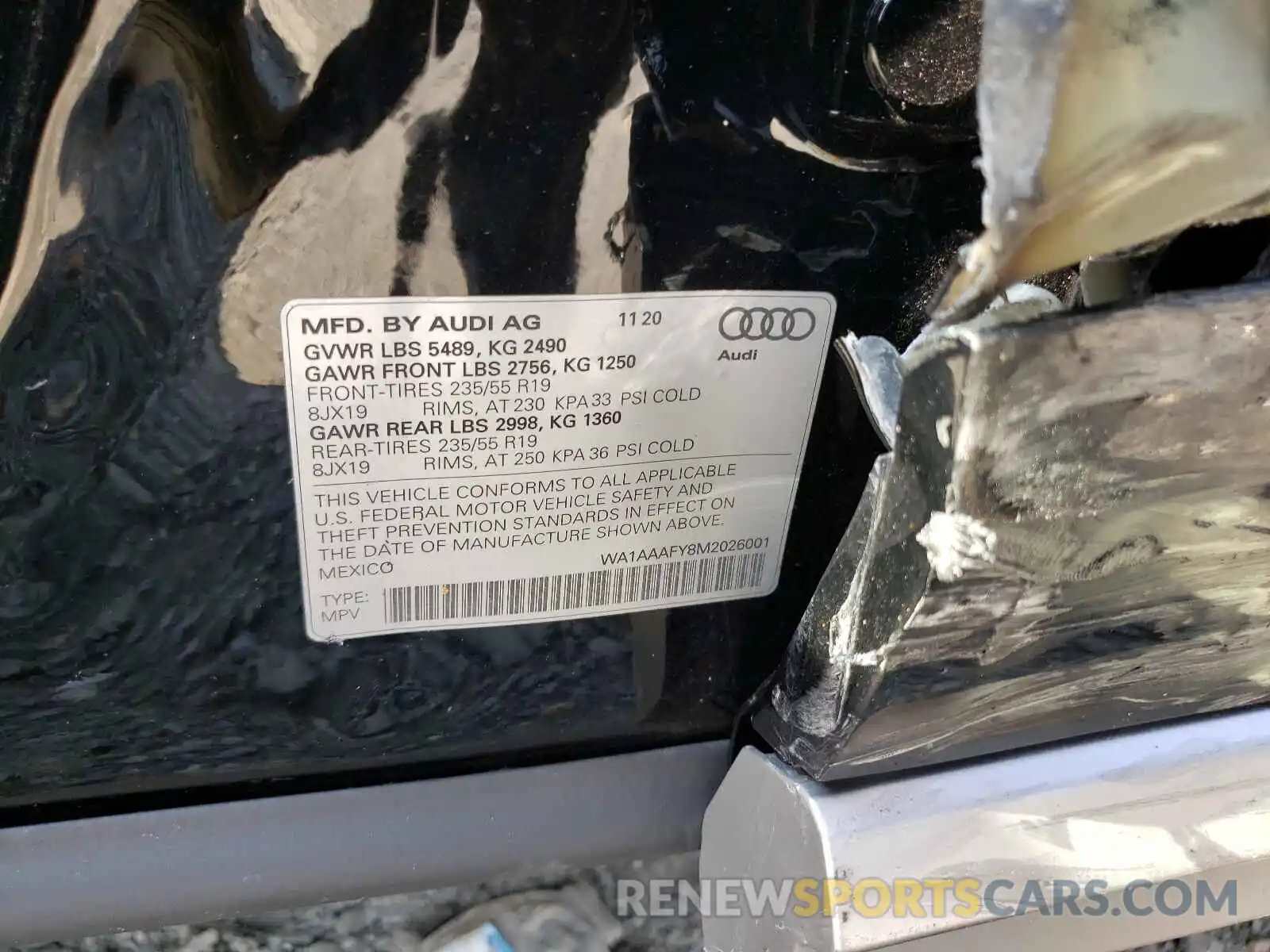 10 Photograph of a damaged car WA1AAAFY8M2026001 AUDI Q5 2021