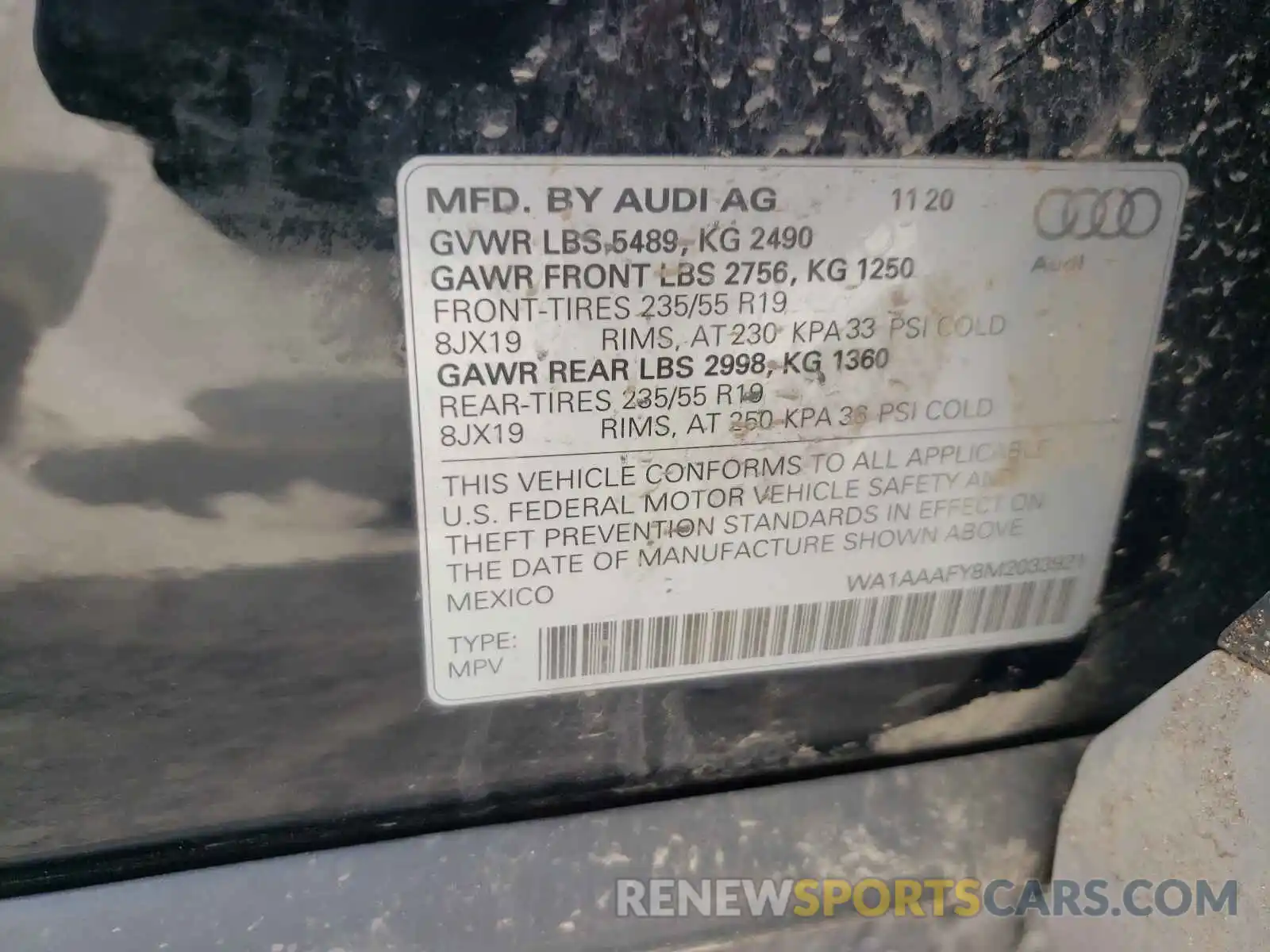 10 Photograph of a damaged car WA1AAAFY8M2033921 AUDI Q5 2021