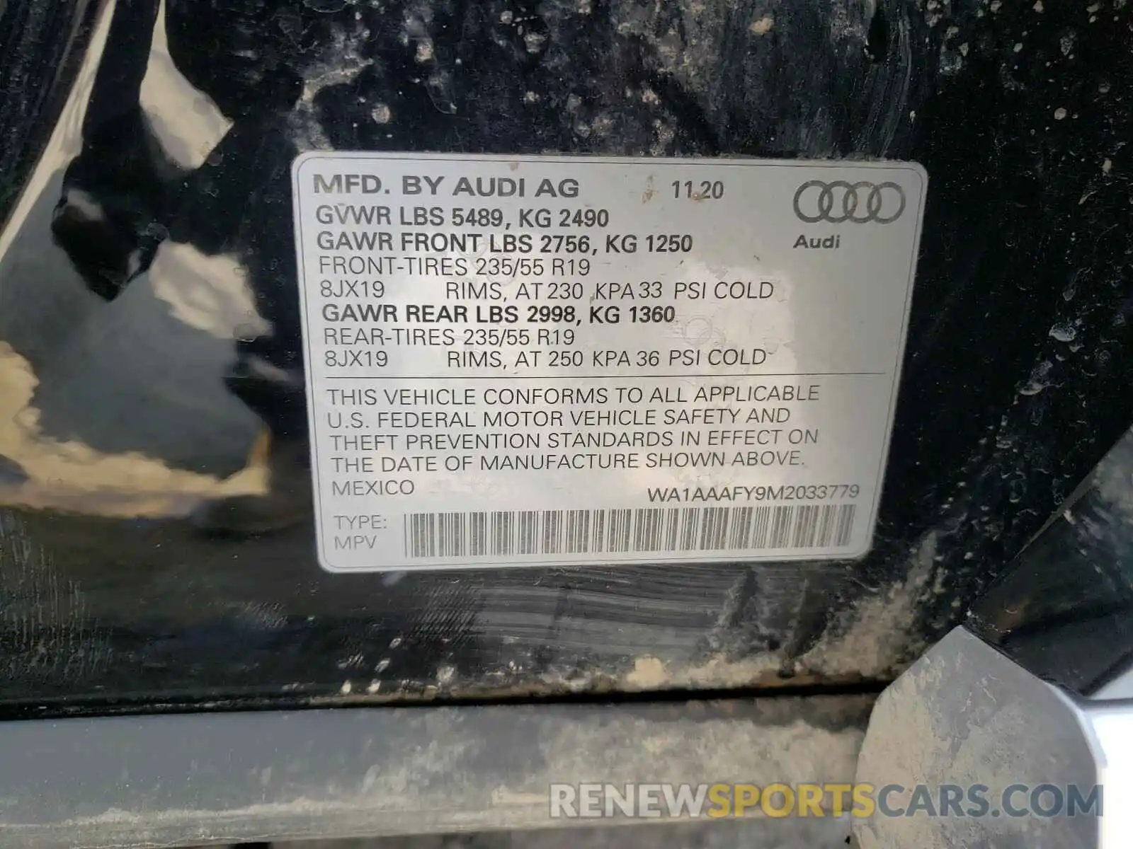 10 Фотография поврежденного автомобиля WA1AAAFY9M2033779 AUDI Q5 2021