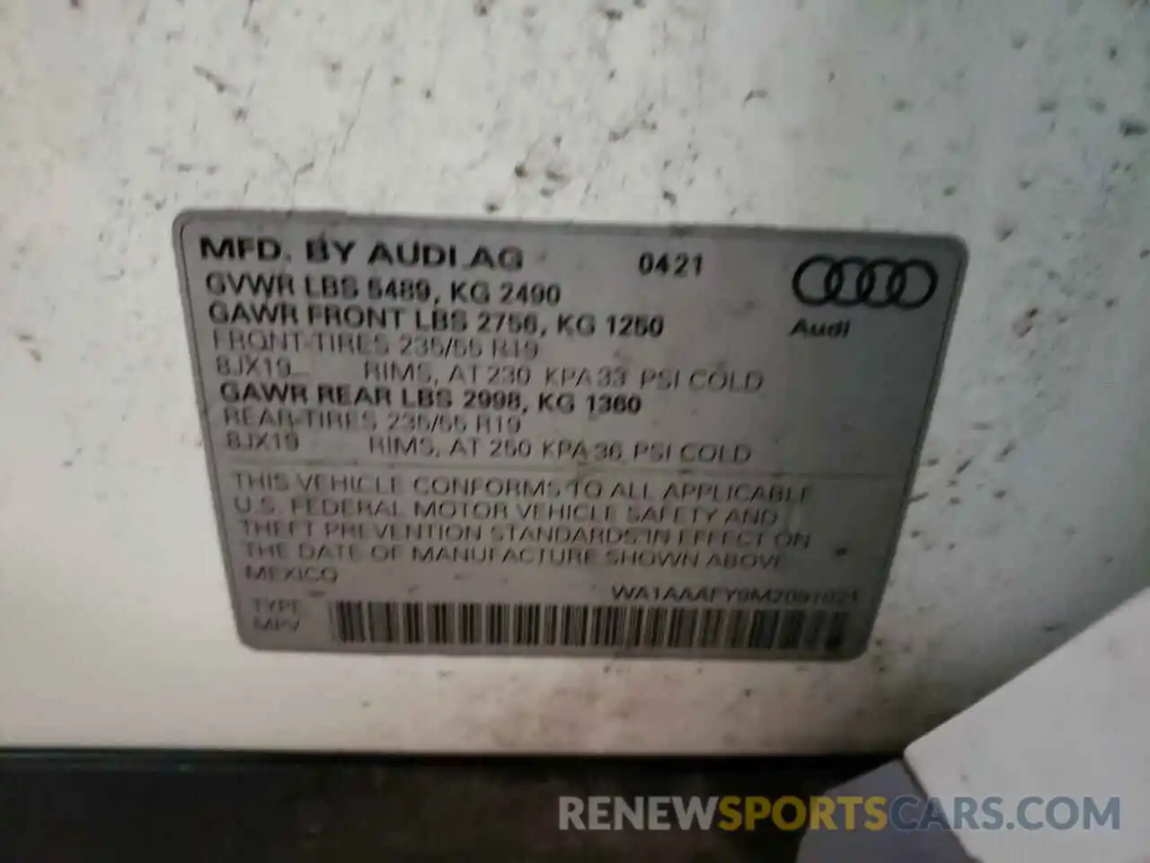 10 Фотография поврежденного автомобиля WA1AAAFY9M2091021 AUDI Q5 2021