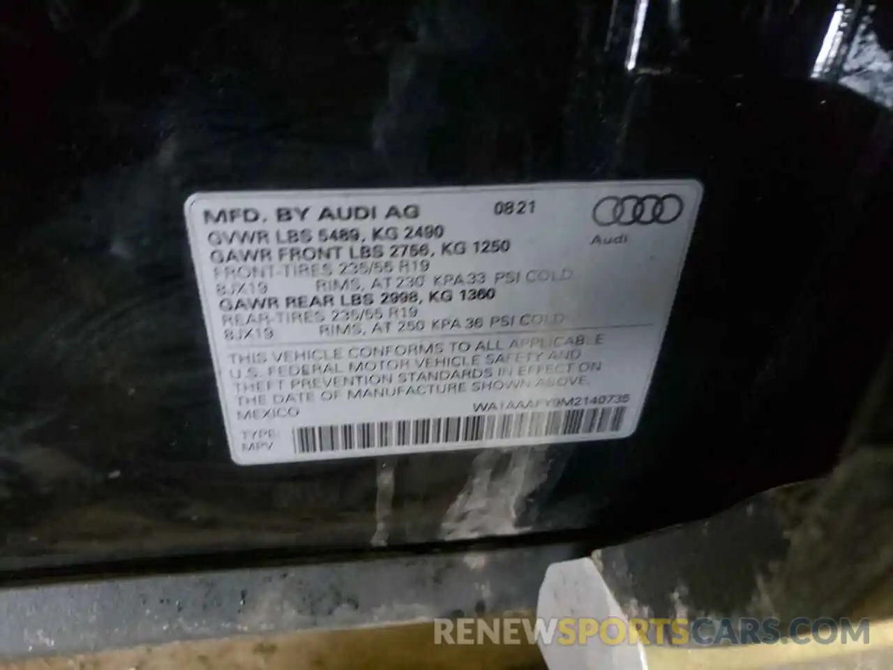 10 Photograph of a damaged car WA1AAAFY9M2140735 AUDI Q5 2021