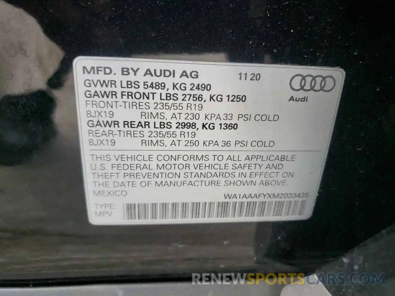 10 Фотография поврежденного автомобиля WA1AAAFYXM2033435 AUDI Q5 2021