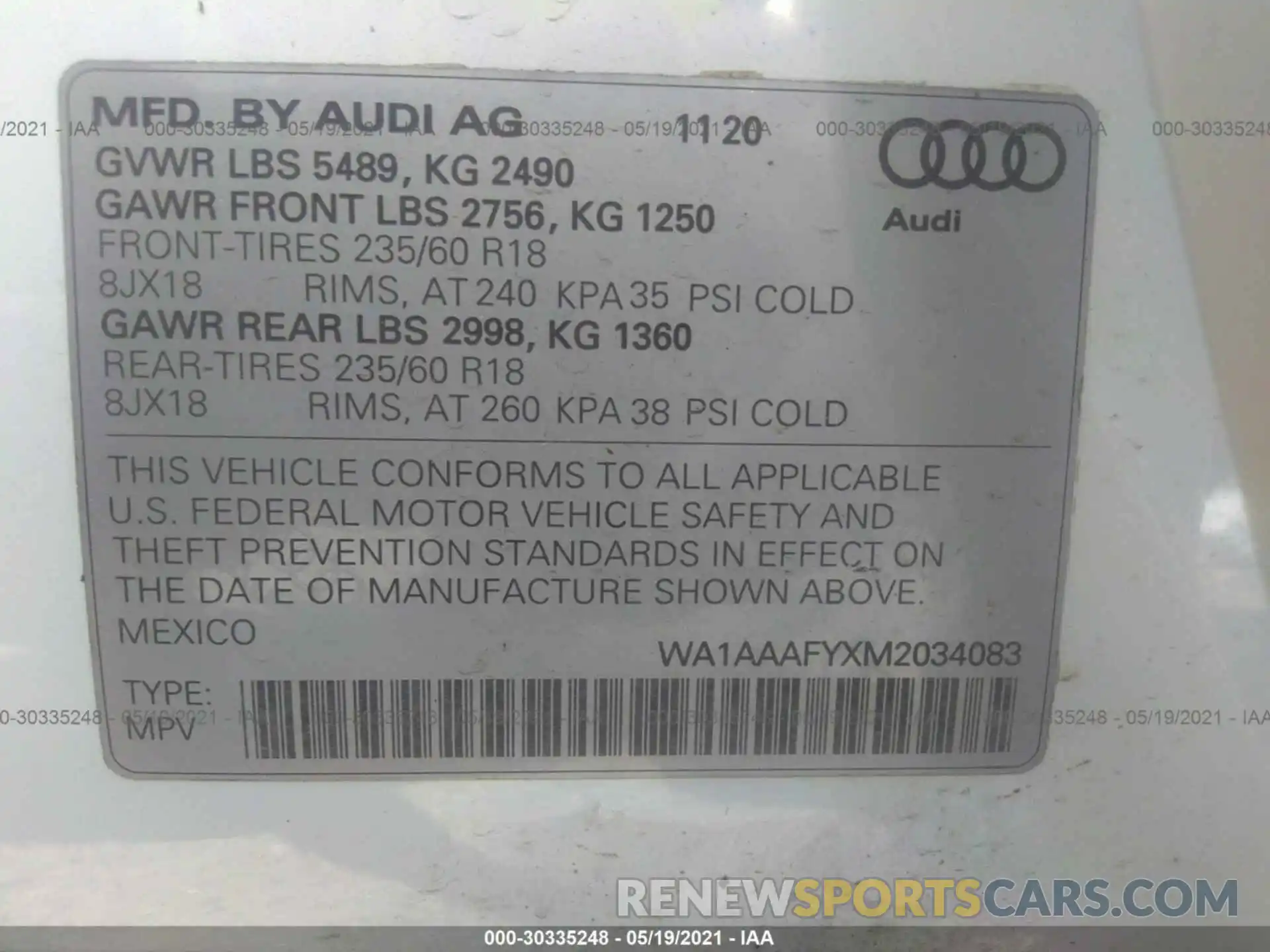 9 Фотография поврежденного автомобиля WA1AAAFYXM2034083 AUDI Q5 2021