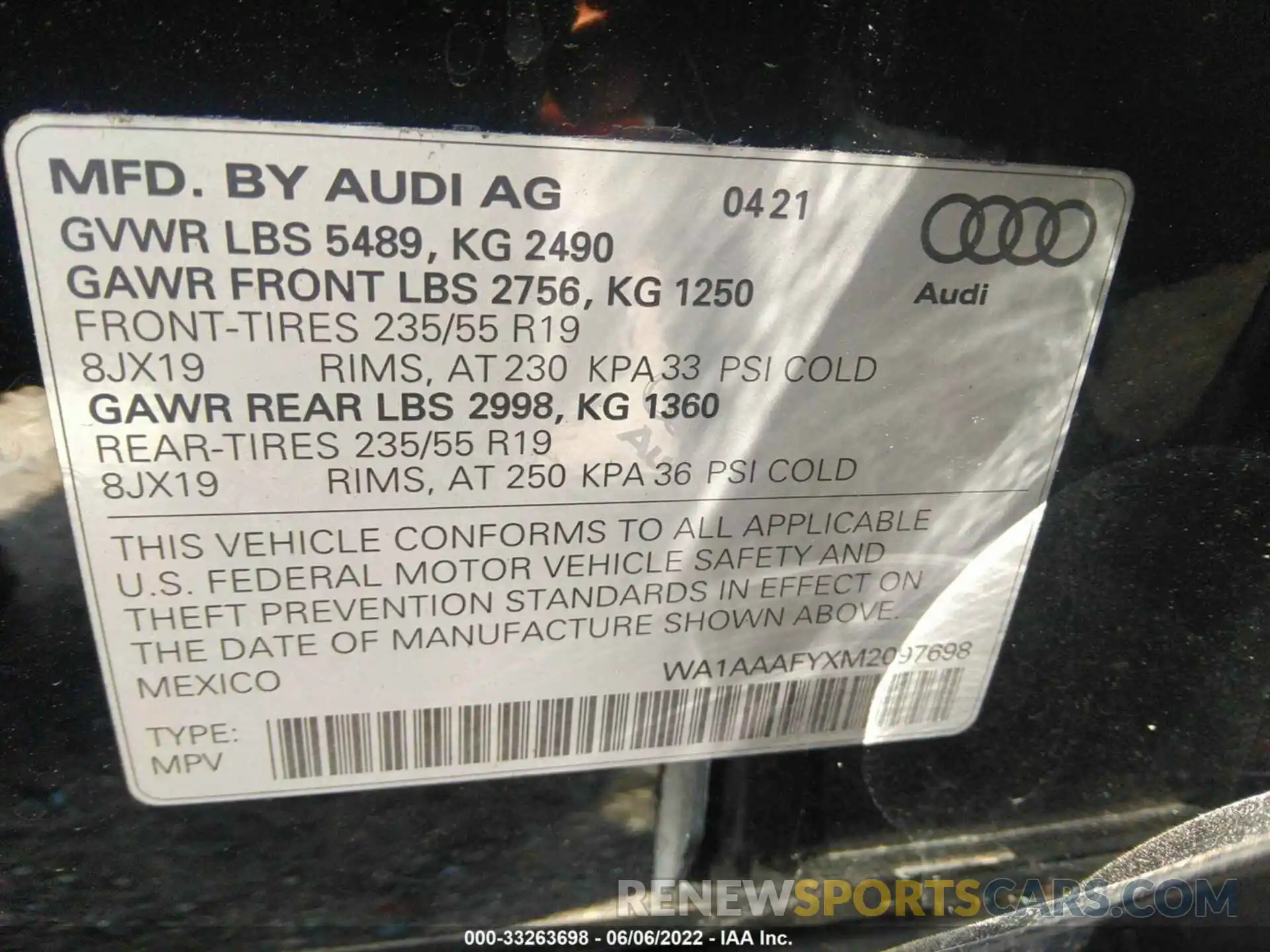 9 Фотография поврежденного автомобиля WA1AAAFYXM2097698 AUDI Q5 2021