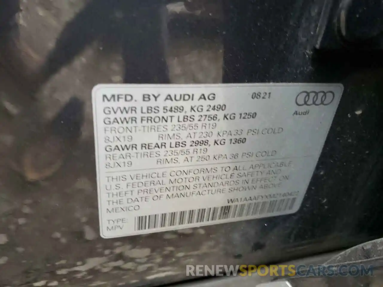 10 Фотография поврежденного автомобиля WA1AAAFYXM2140422 AUDI Q5 2021