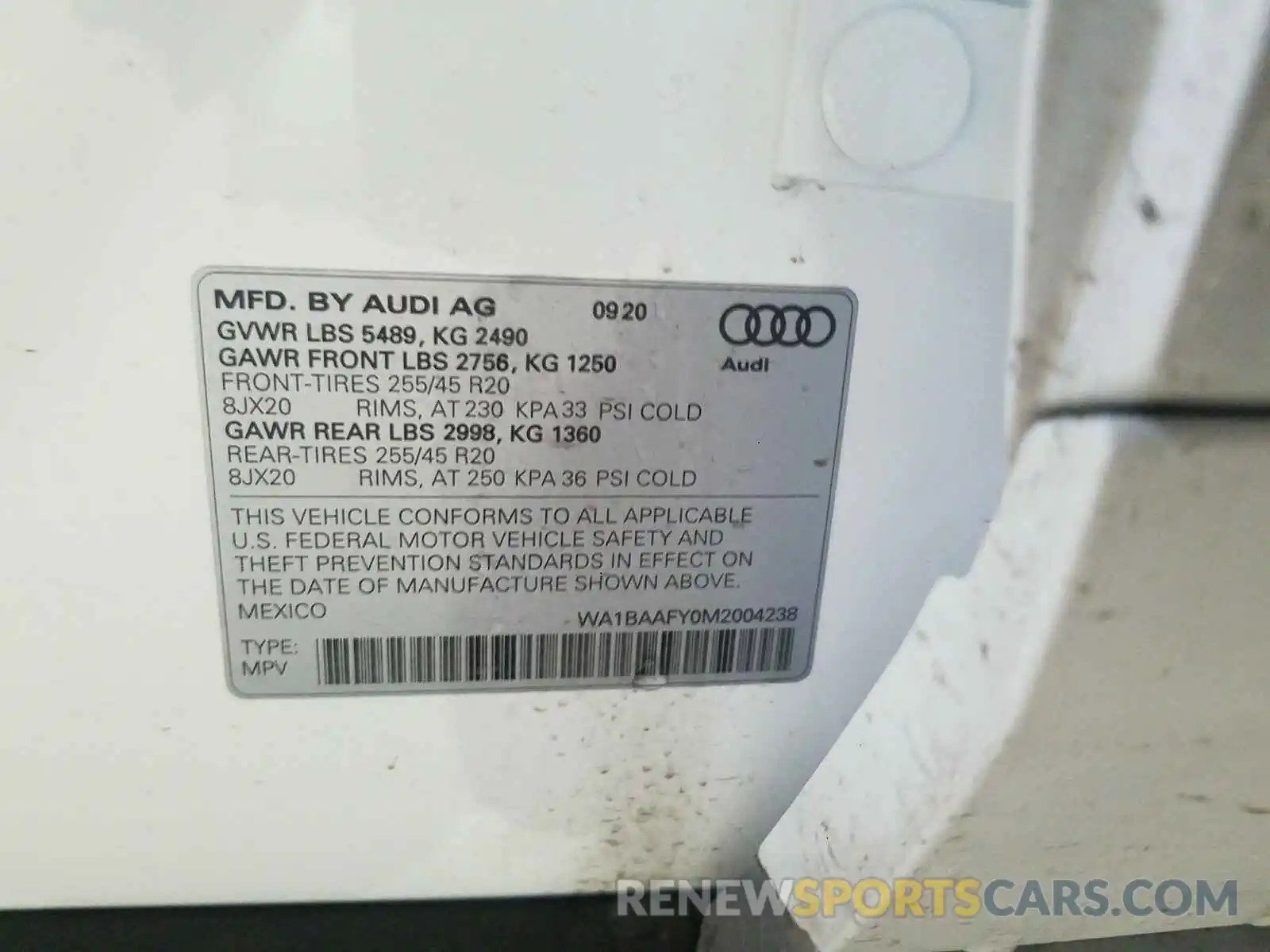 10 Фотография поврежденного автомобиля WA1BAAFY0M2004238 AUDI Q5 2021