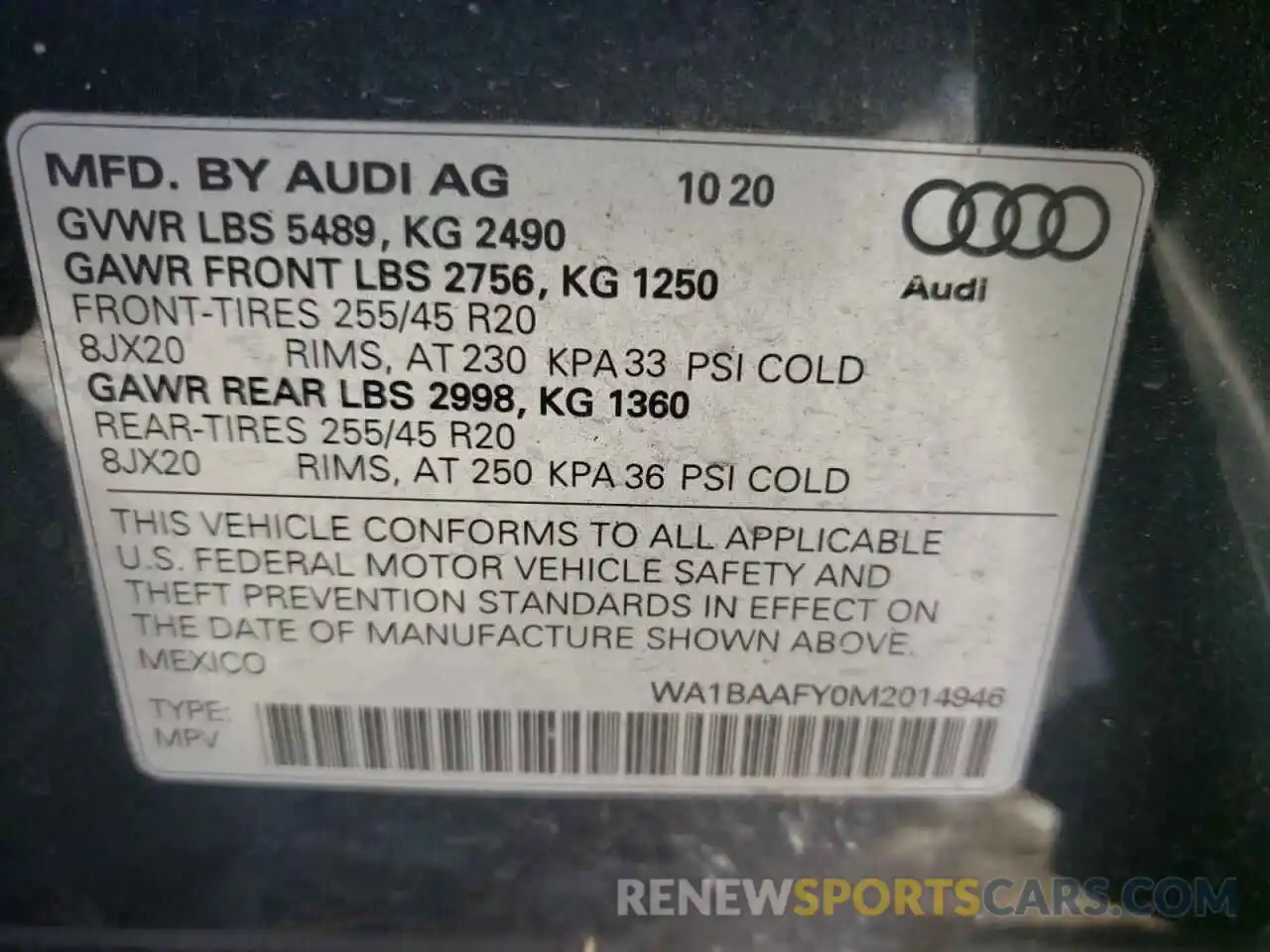 10 Photograph of a damaged car WA1BAAFY0M2014946 AUDI Q5 2021