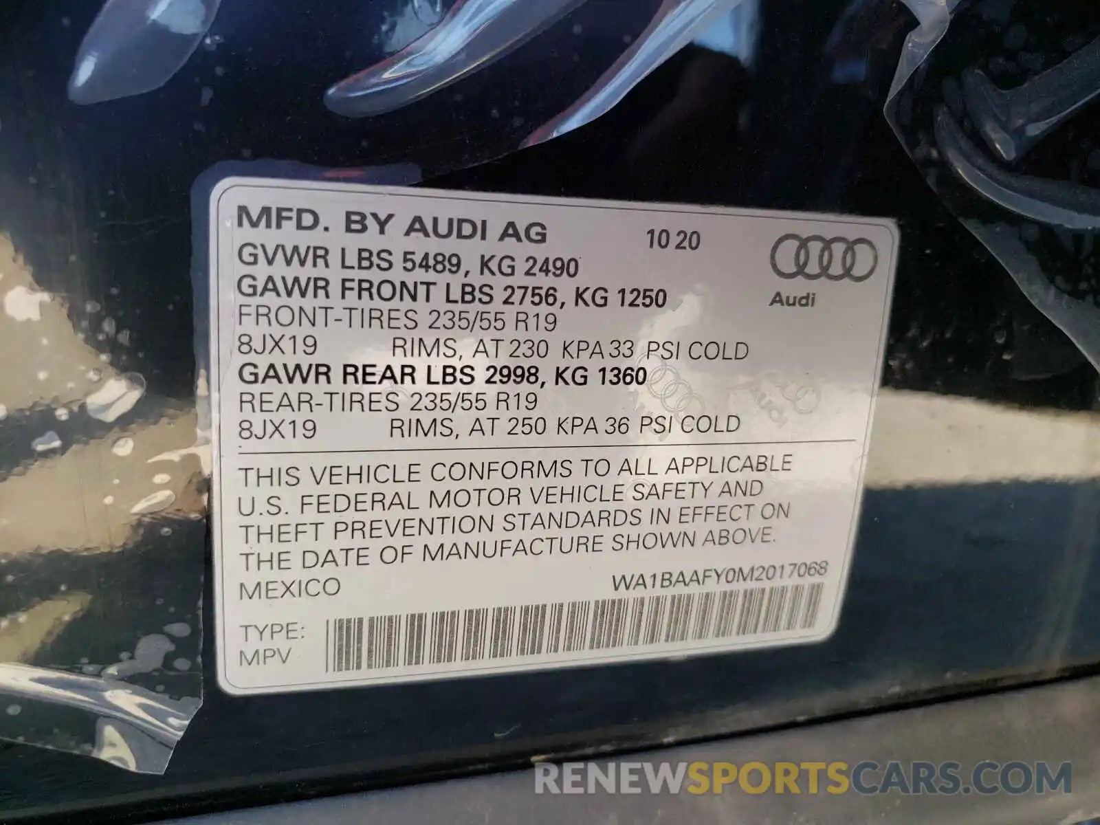 10 Photograph of a damaged car WA1BAAFY0M2017068 AUDI Q5 2021