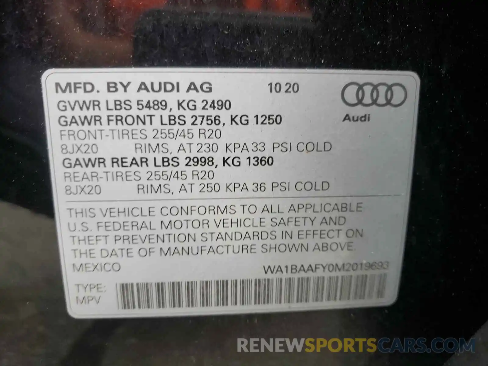 10 Photograph of a damaged car WA1BAAFY0M2019693 AUDI Q5 2021