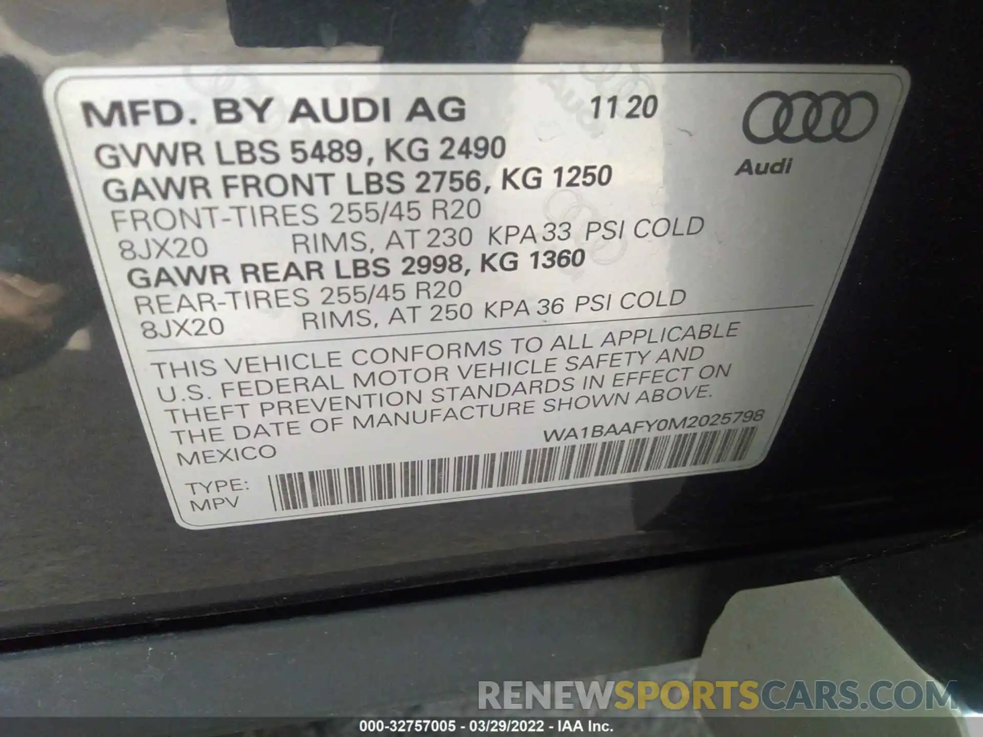 9 Фотография поврежденного автомобиля WA1BAAFY0M2025798 AUDI Q5 2021