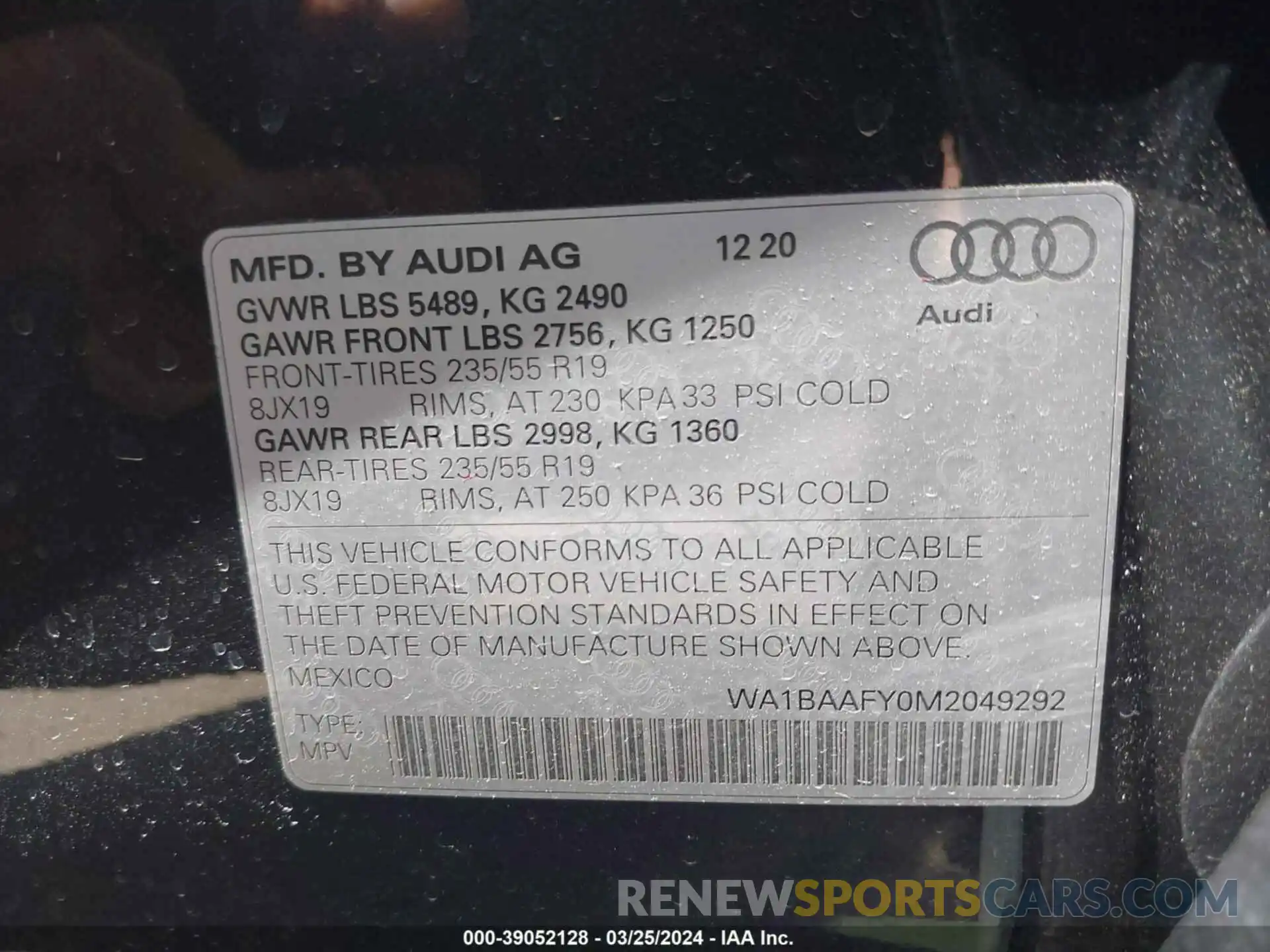 9 Фотография поврежденного автомобиля WA1BAAFY0M2049292 AUDI Q5 2021