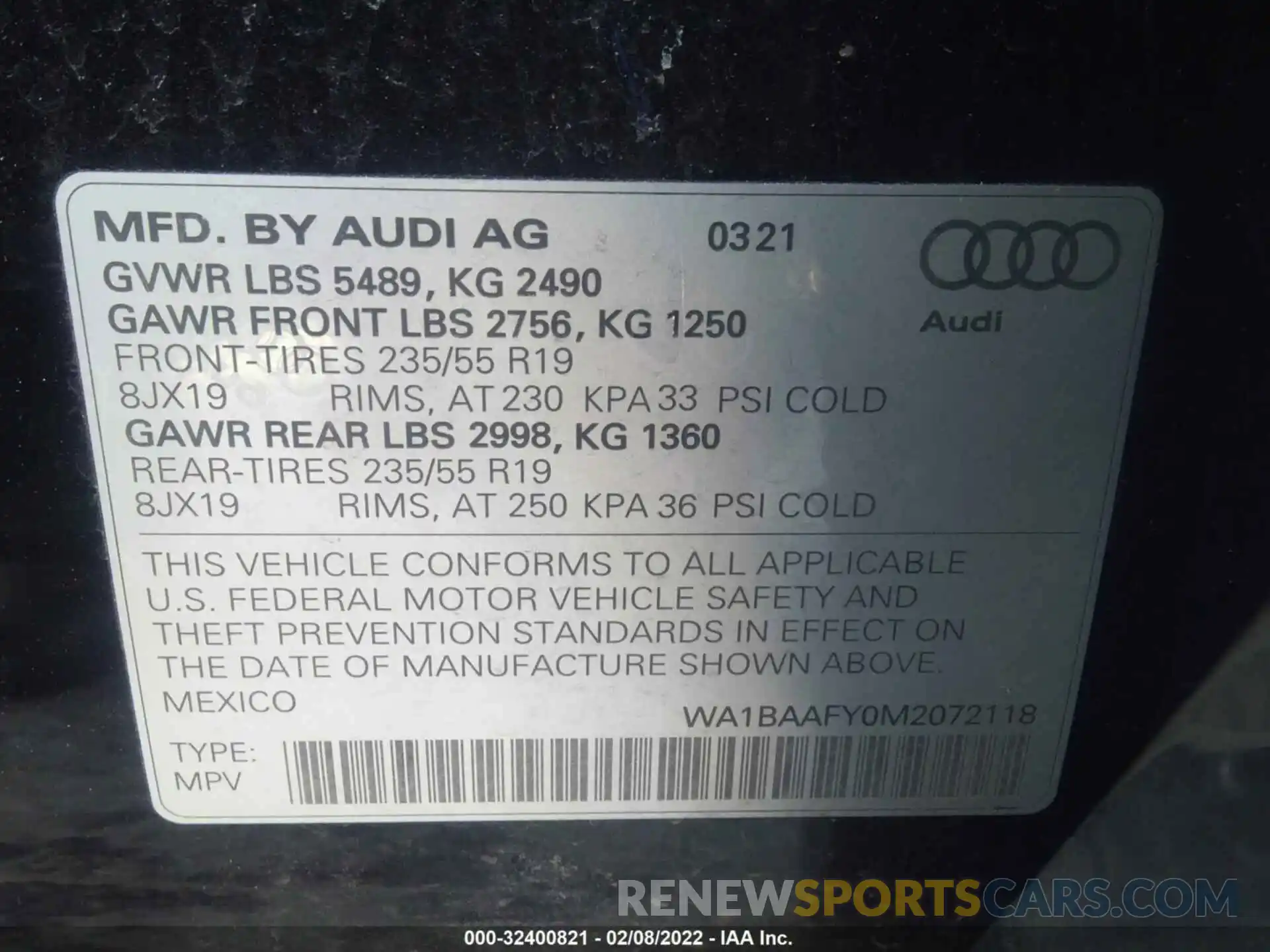 9 Photograph of a damaged car WA1BAAFY0M2072118 AUDI Q5 2021