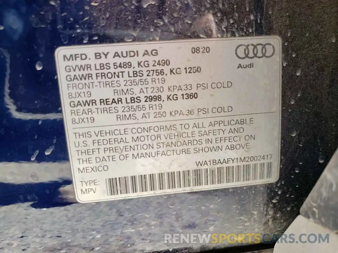 10 Photograph of a damaged car WA1BAAFY1M2002417 AUDI Q5 2021