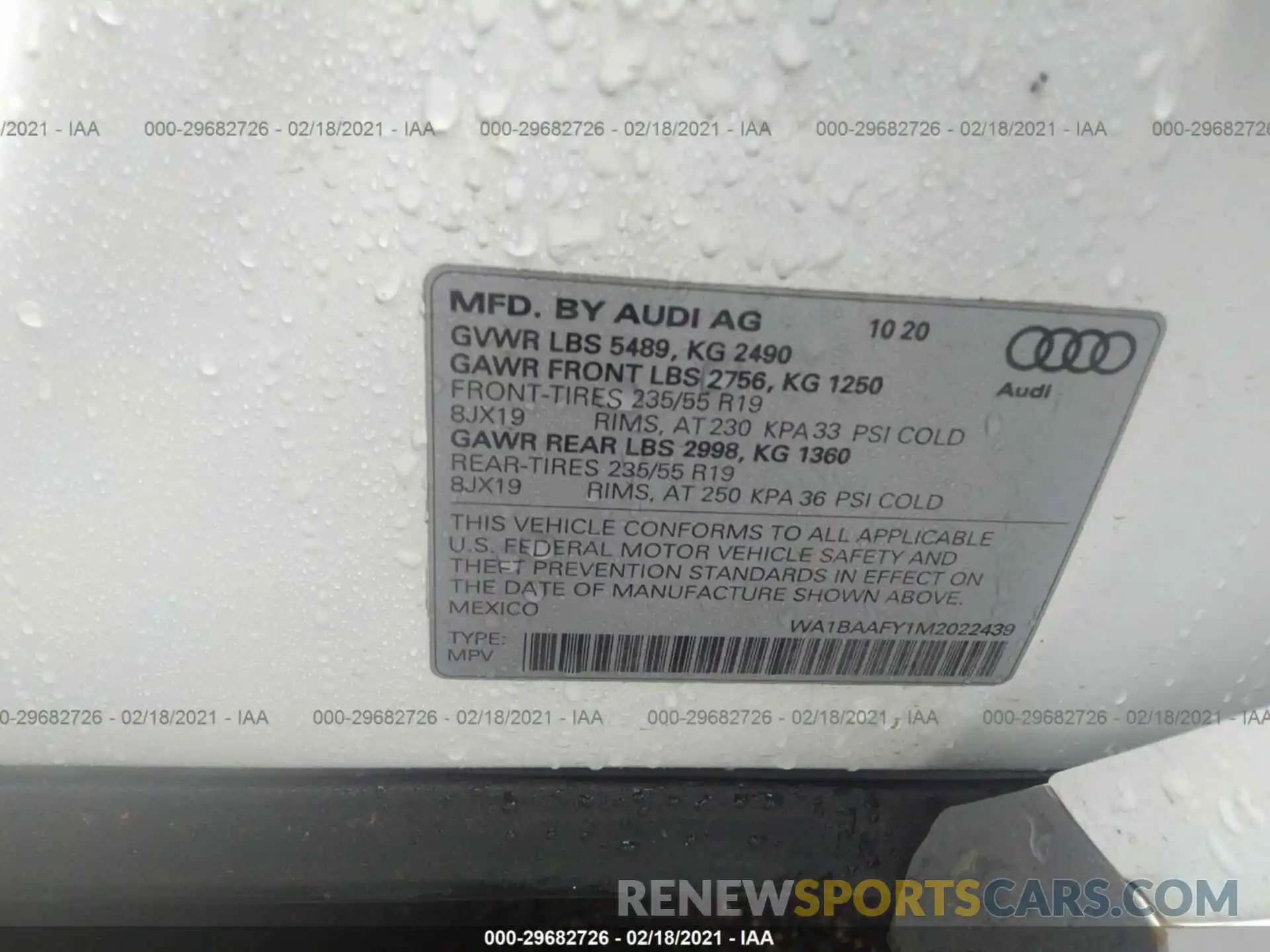 9 Photograph of a damaged car WA1BAAFY1M2022439 AUDI Q5 2021