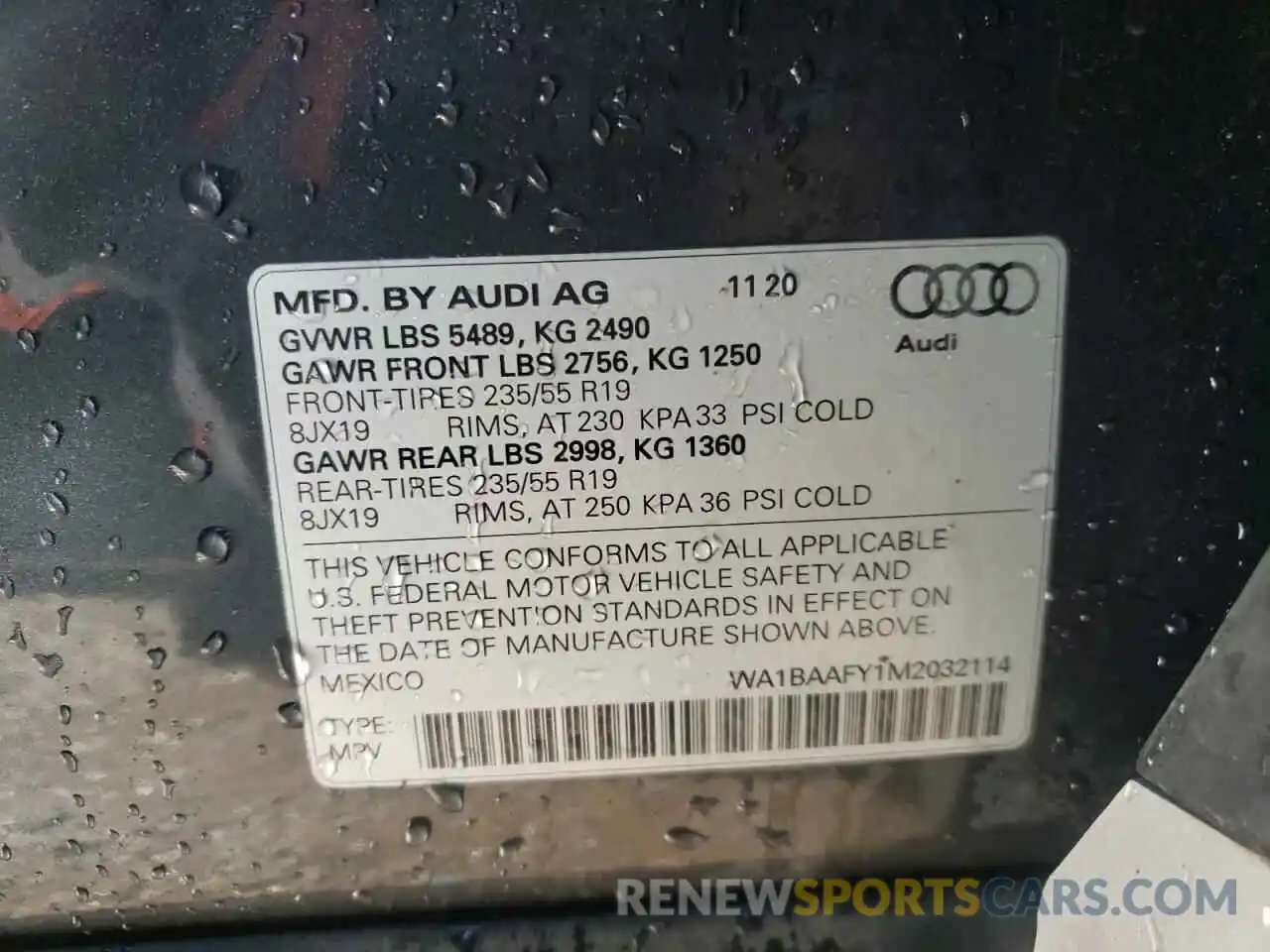 10 Photograph of a damaged car WA1BAAFY1M2032114 AUDI Q5 2021